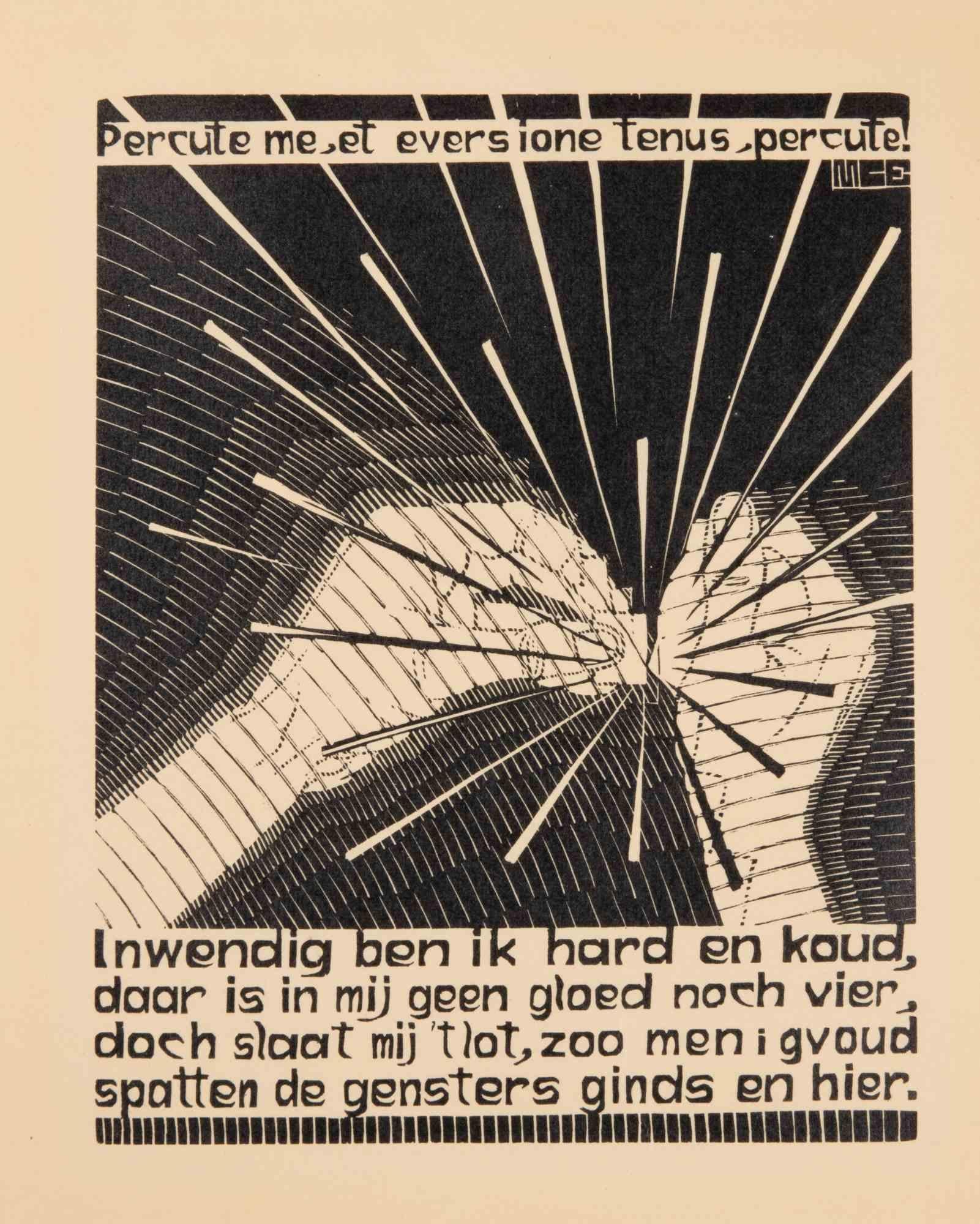 Woodcut print realized by Escher for the series "Emblemata", and published in 1931.

On Hollande van Gelder paper.

Edition of 300.

Unsigned, as issued. Excellent condition, matted.

In this work, Escher realized 24 woodcuts depicting as many