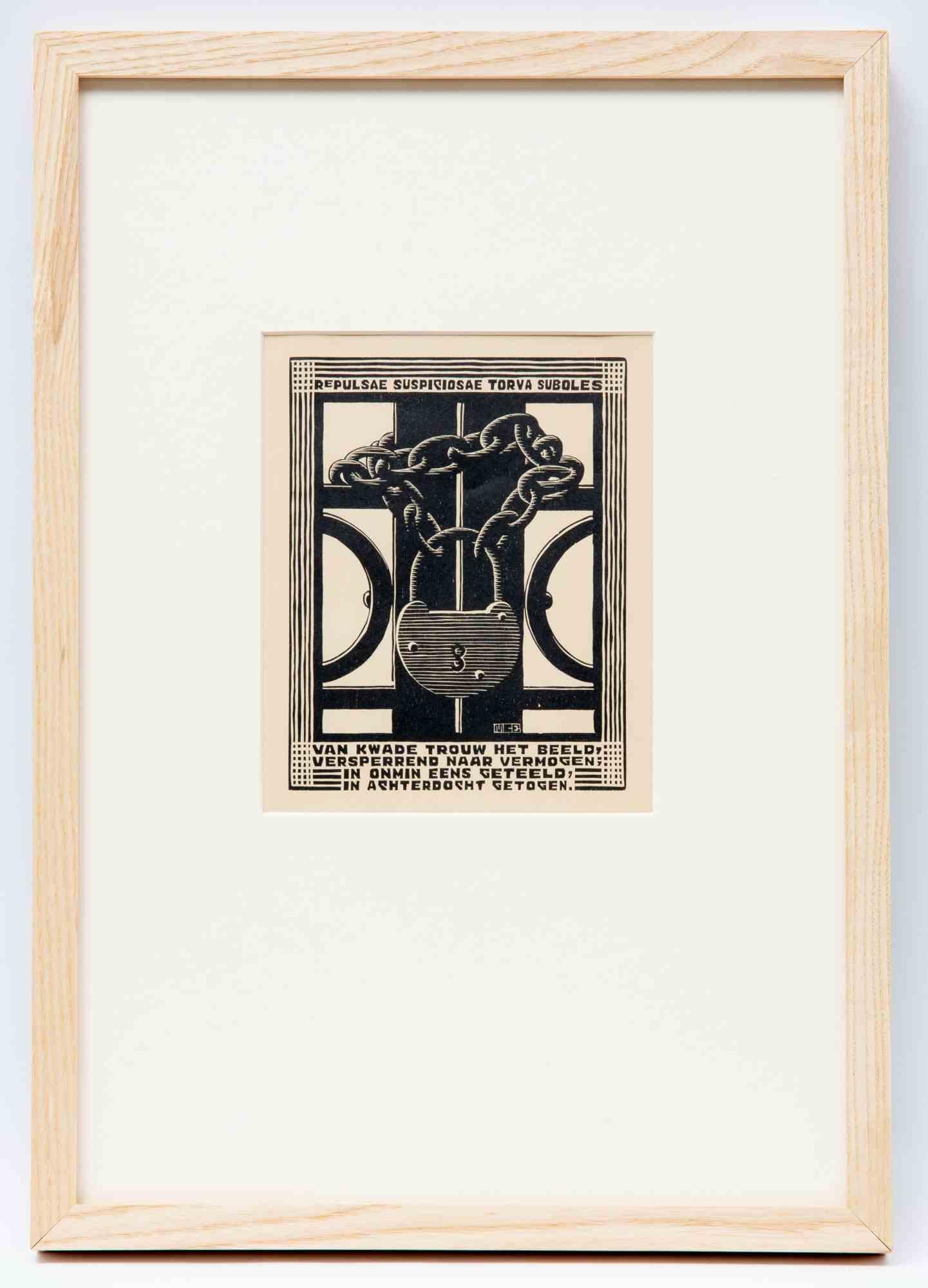 Padlock – Holzschnitt von Maurits Cornelis Escher – 1931 im Angebot 1