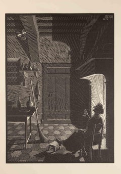 Vintage Poltergeist - Woodcut by Maurits Cornelis Escher - 1932