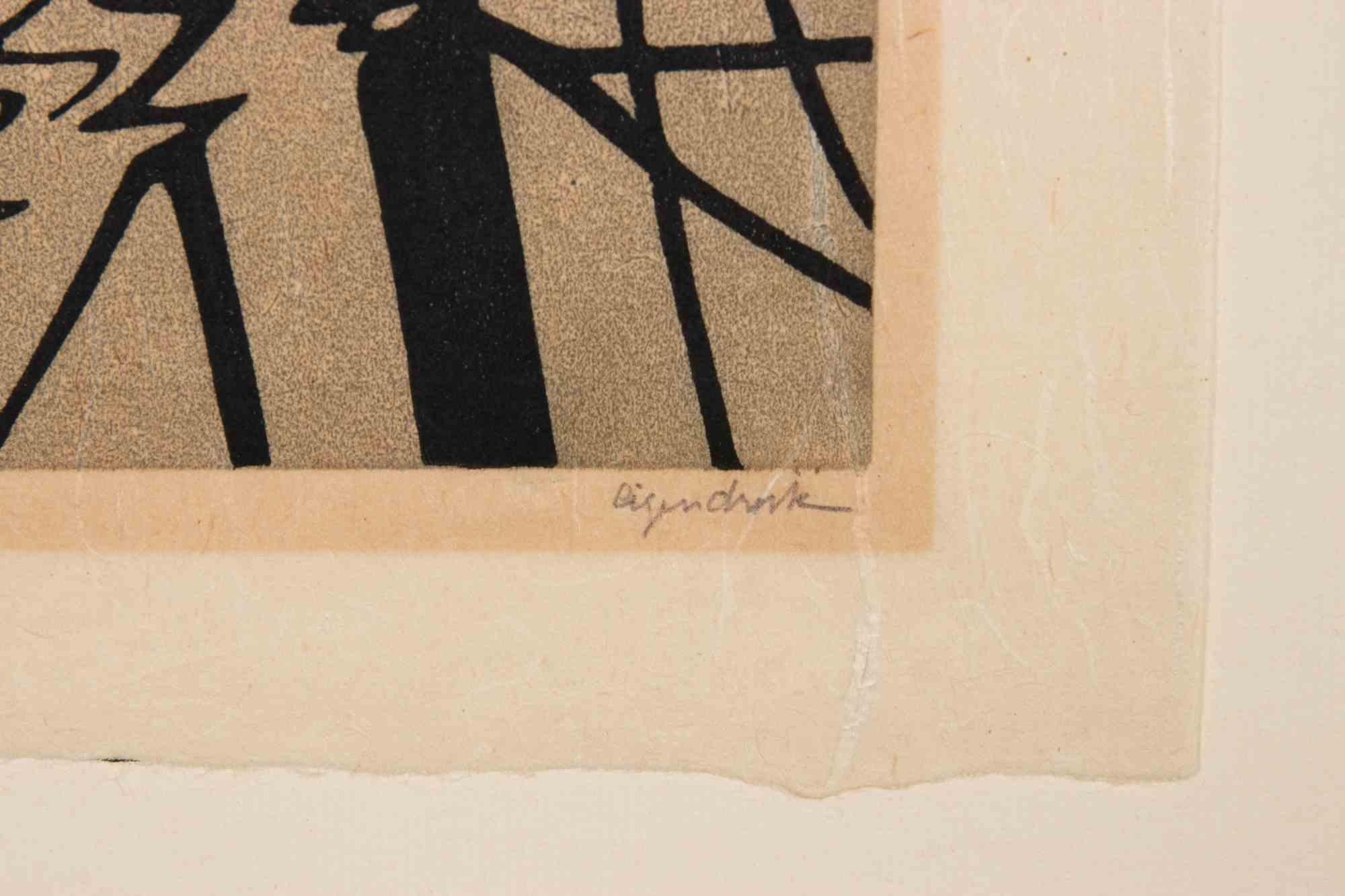 Rippled Surface - Linocut by Maurits Cornelis Escher - 1950 For Sale 2