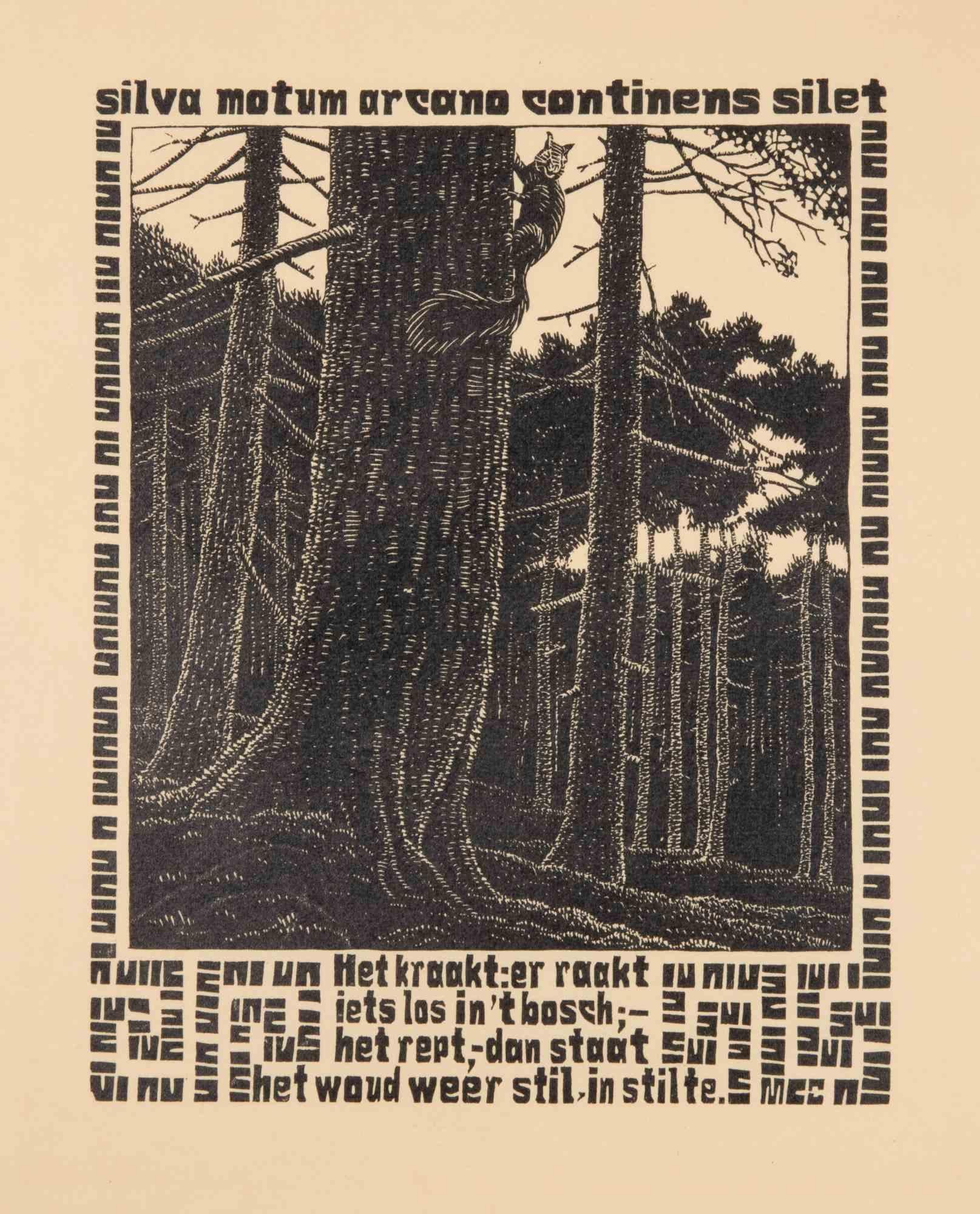 Woodcut print realized by Escher for the series "Emblemata", and published in 1931.

On Hollande van Gelder paper.

Edition of 300.

Unsigned, as issued. Excellent condition, matted.

In this work, Escher realized 24 woodcuts depicting as many