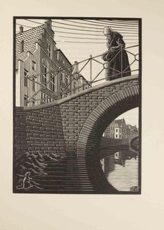 Vintage The Bridge - Woodcut by Maurits Cornelis Escher - 1932