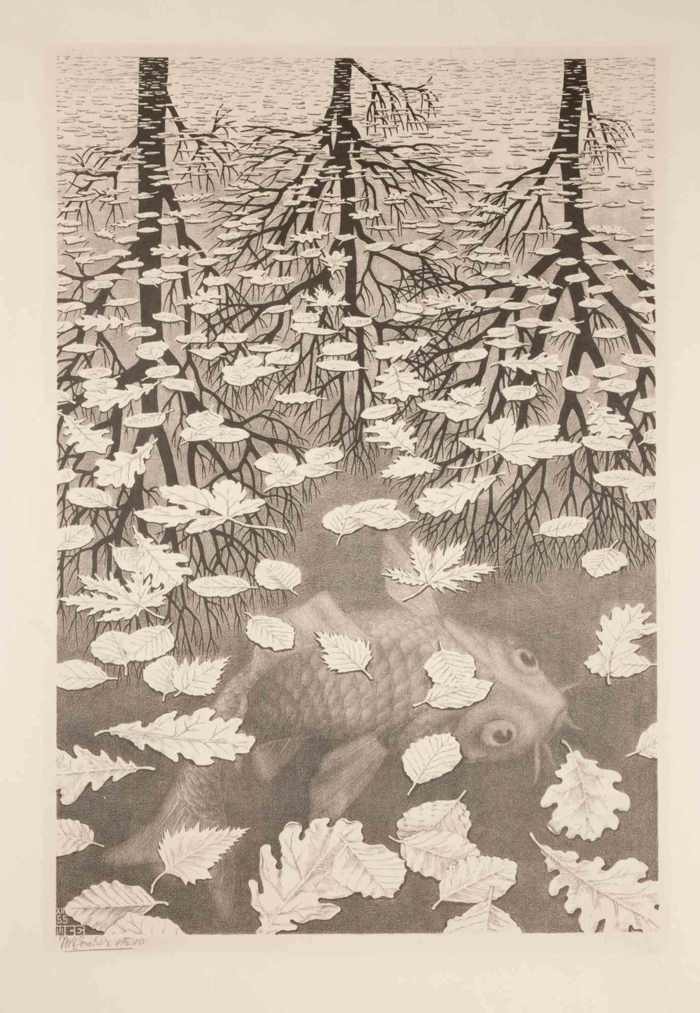 Trois mondes - Lithographie de Maurits Cornelis Escher - 1955 en vente 1