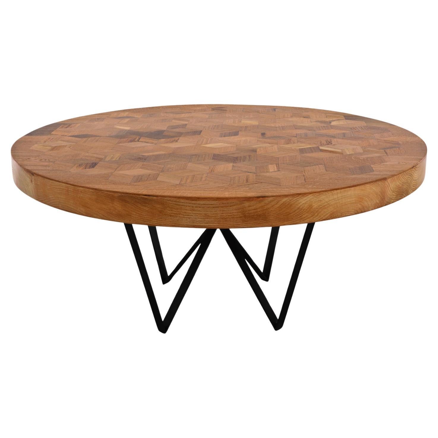 Maurits Reclaimed Oak Round Dining Table by Fred and Juul For Sale