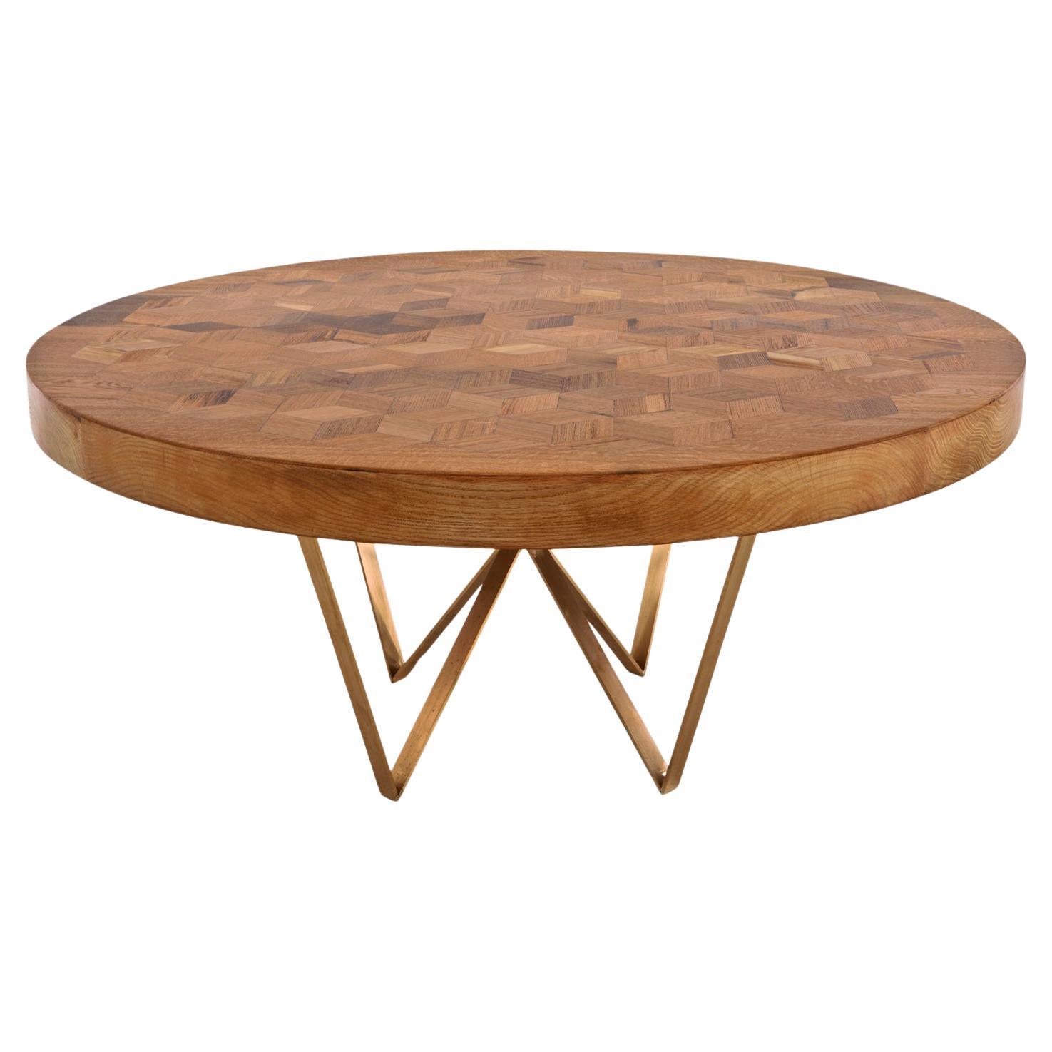 Maurits Reclaimed Oak Round Dining Table by Fred and Juul For Sale