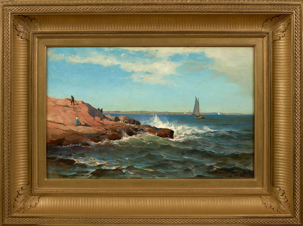 Figures le long de la côte avec des voiliers  - Painting de Mauritz Frederick Hendrick de Haas