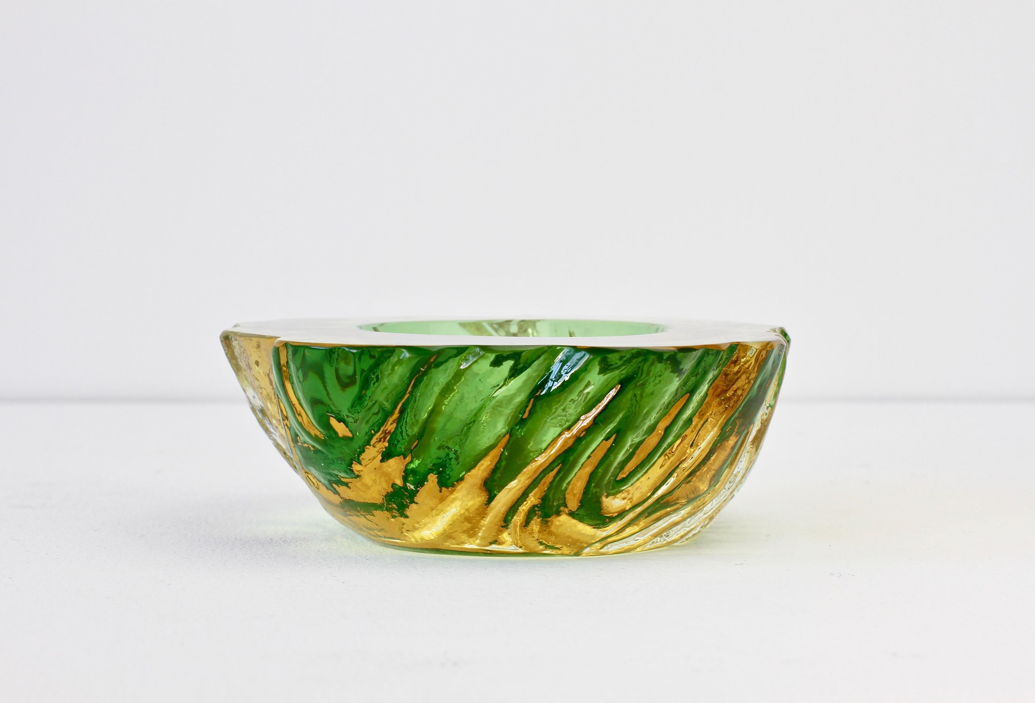 Maurizio Albarelli Attributed Italian Yellow & Green Textured Murano Glass Bowl 5