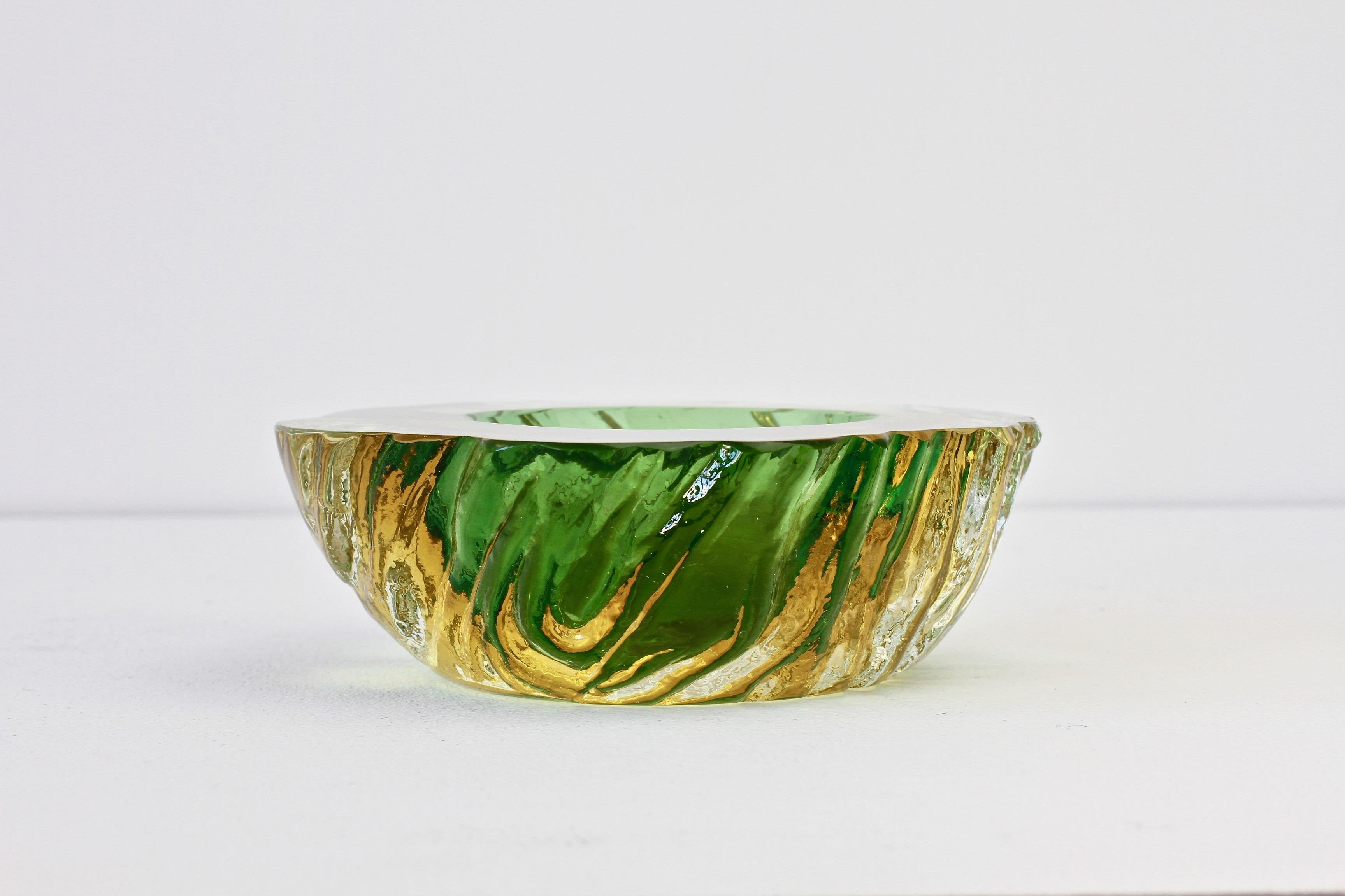 Maurizio Albarelli Attributed Italian Yellow & Green Textured Murano Glass Bowl 6