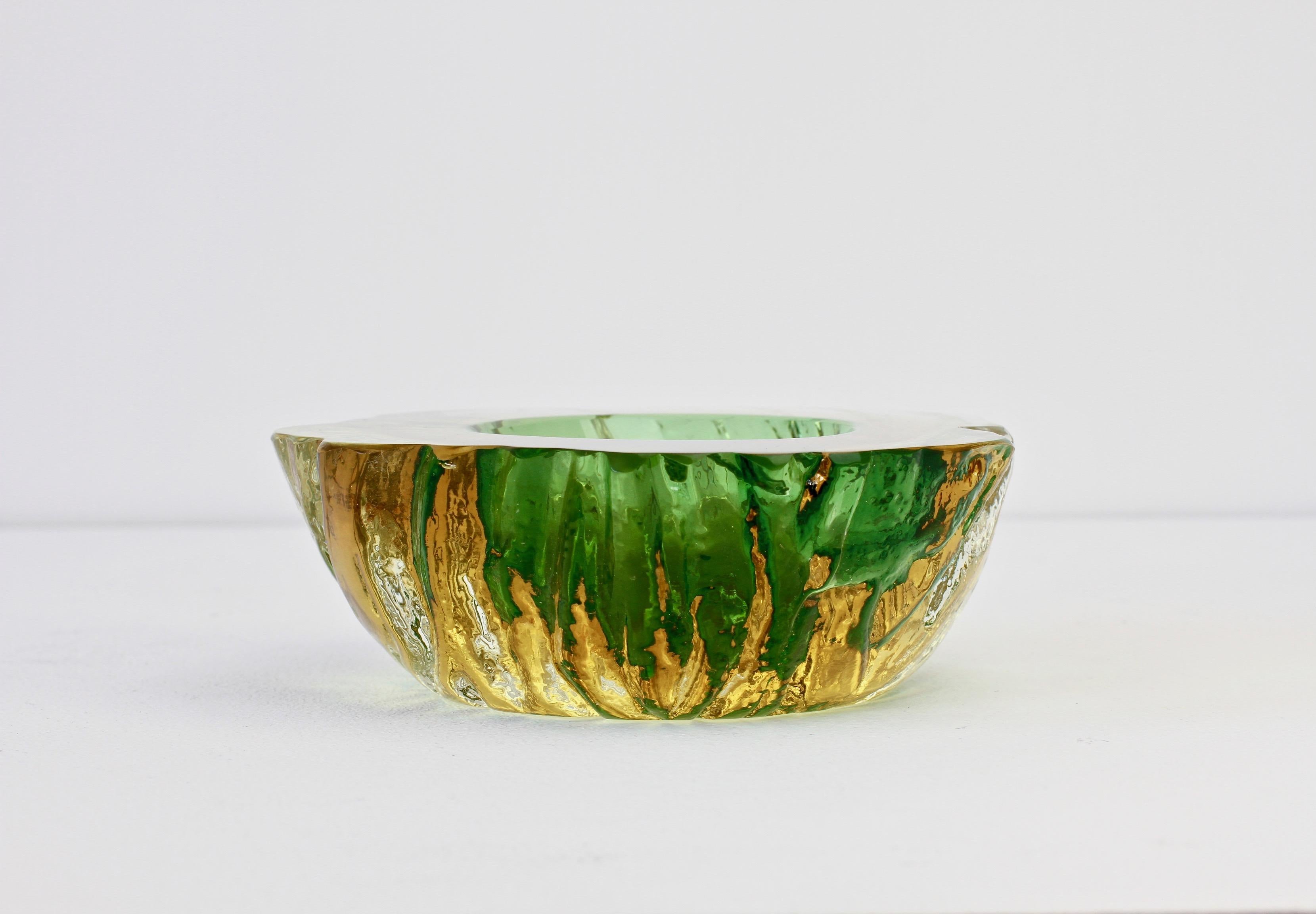 Maurizio Albarelli Attributed Italian Yellow & Green Textured Murano Glass Bowl 8