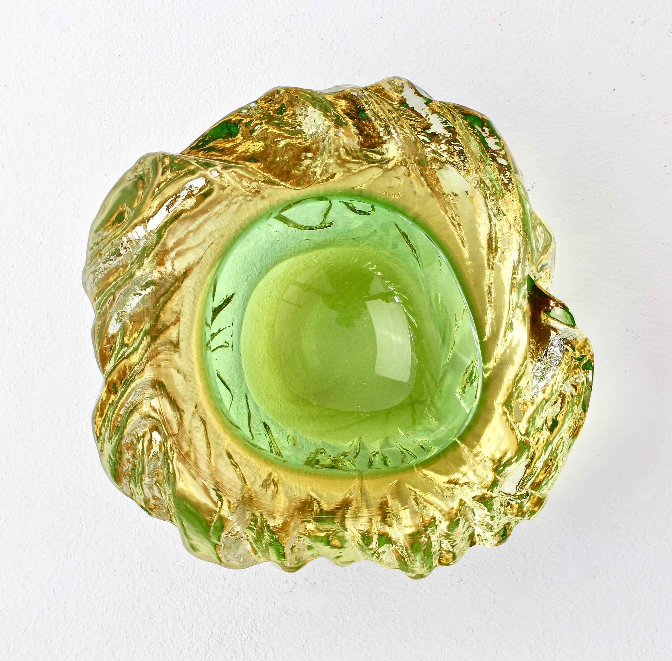 Maurizio Albarelli Attributed Italian Yellow & Green Textured Murano Glass Bowl 11