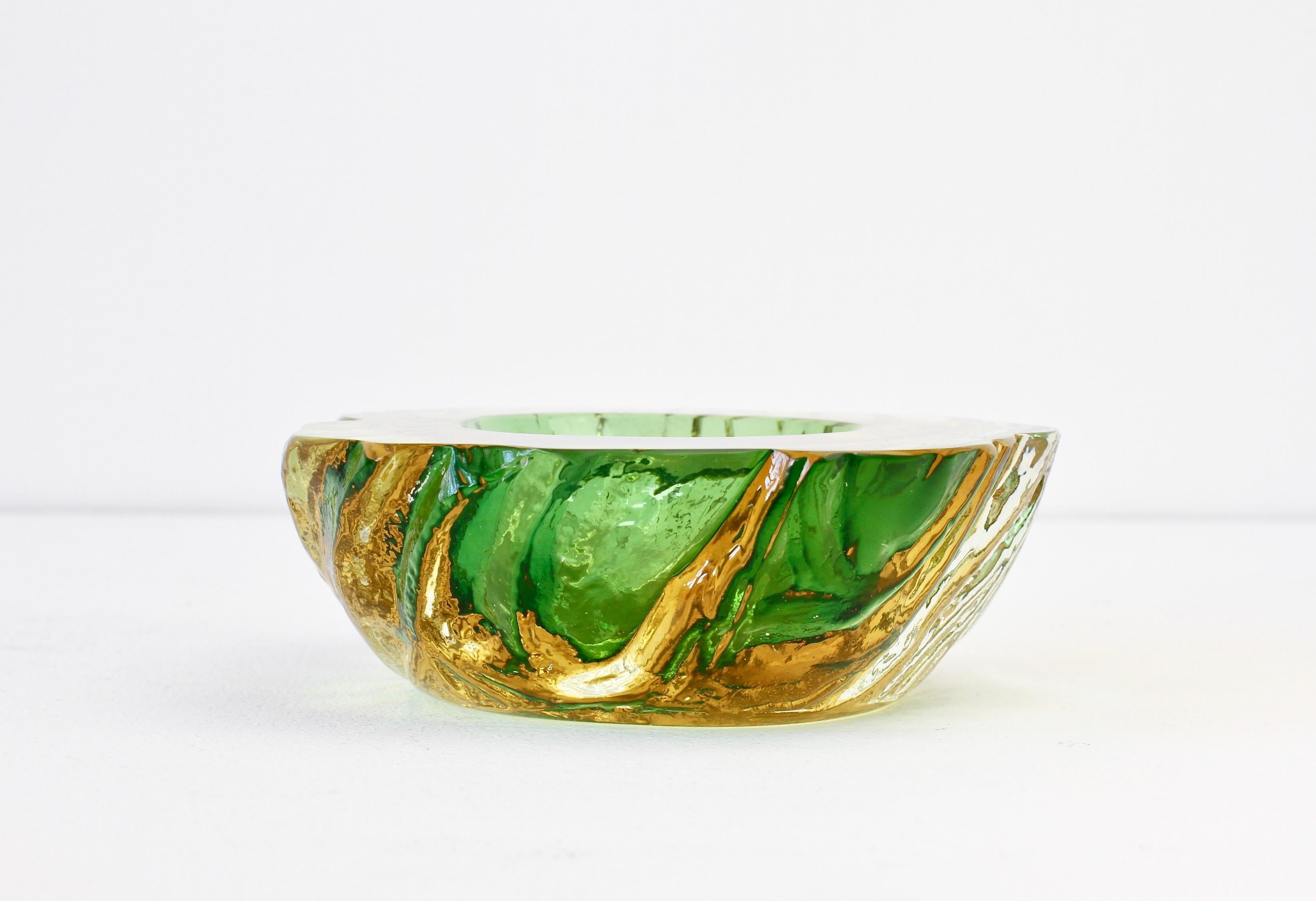 Maurizio Albarelli Attributed Italian Yellow & Green Textured Murano Glass Bowl 3