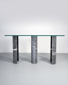Maurizio Casigliani Marble and Glass Console Table, Italy, 1970s