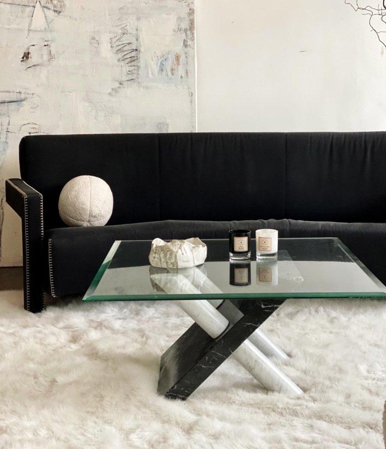 Unique black and white marble coffee table. Would be an extraordinary addition to a modern and stylish home. Designed by famous designer Maurizio Cattelan in 1980s.

This coffee table is a truly extraordinary example of design that will add a