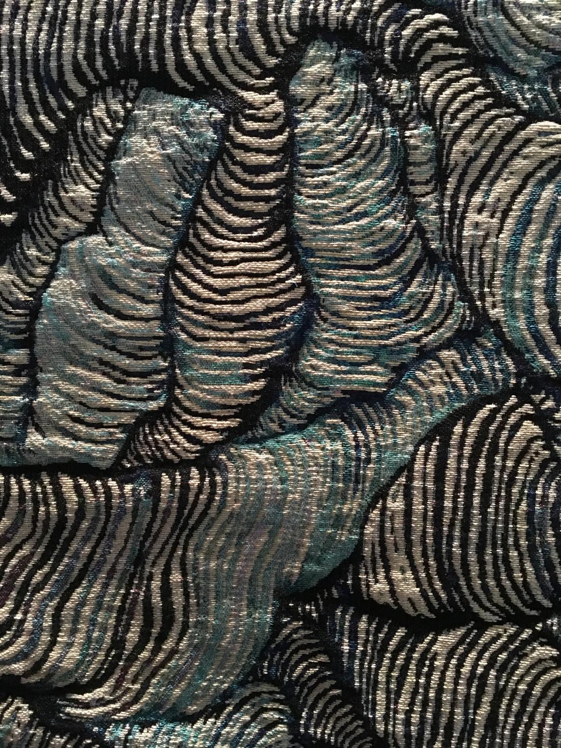 Garden, Mixed Media  Abstract Rectangular Tapestry Black White Blue 2012  8