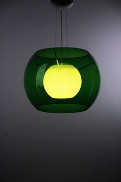 Maurizio Ferrari Pendant Lamp Bolla Gialla Lime Green Plexiglass 1980's Italy