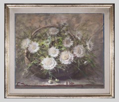 Flowers Basket - Original Oil on Canvas - 1990s