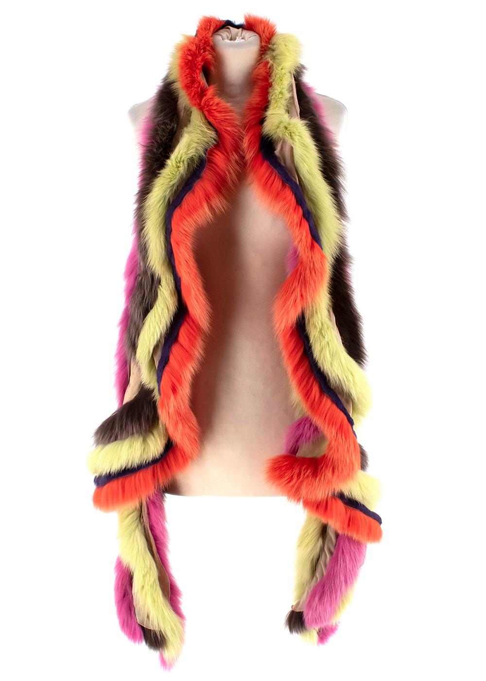 Maurizio Pecoraro Multicolor Fox Fur Scarf

-Made of luxurious fox fur 
-Striped pattern 
-Beautiful fresh hues 
-Curly effect 
-Elegant cheerful design 

Materials:
There is no care label but we believe it to be fox fur 

Specialized cleaning only