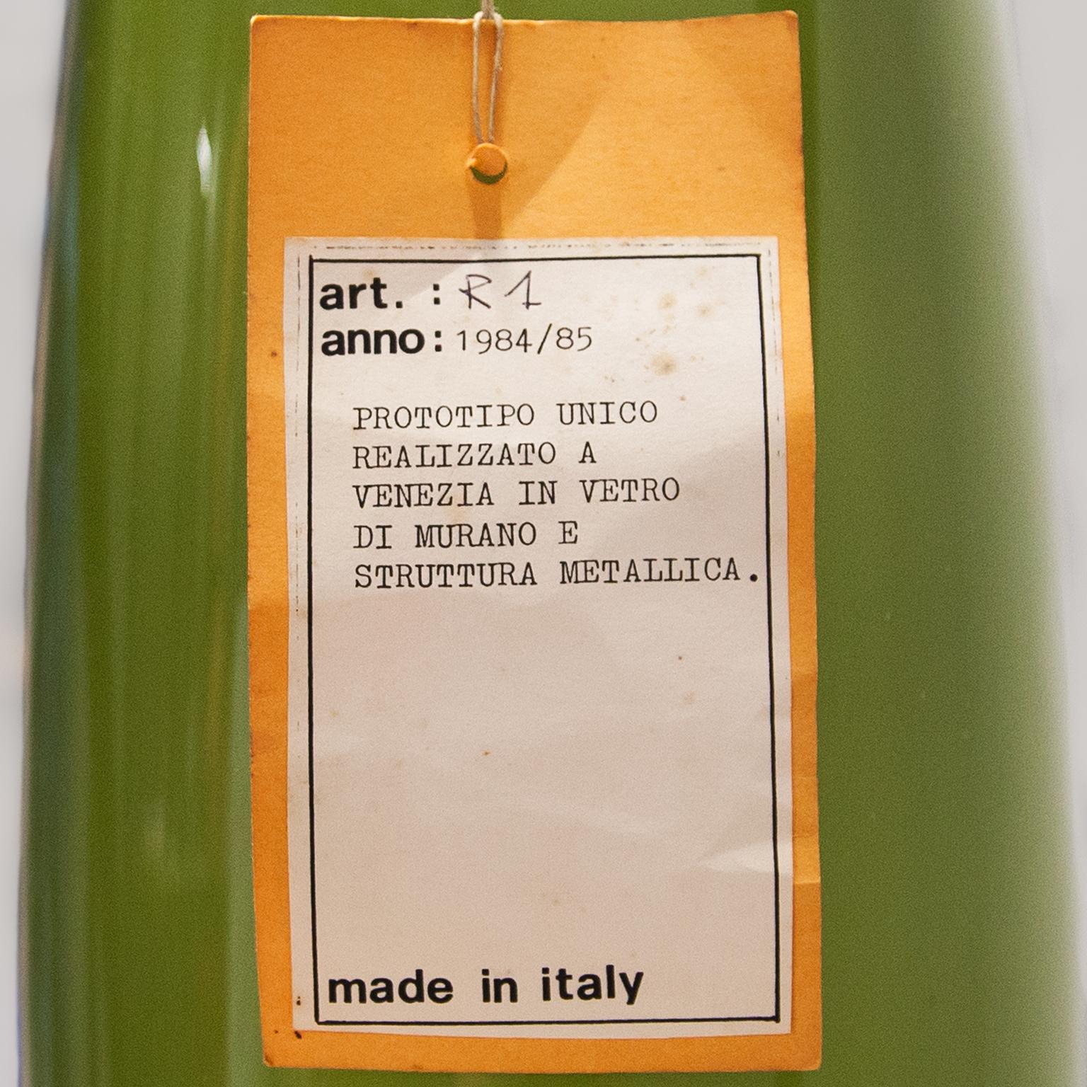 Maurizio Pellegrin Tripod Prototype Green Murano Glass Floor Lamp 1984 In Good Condition For Sale In Munich, DE