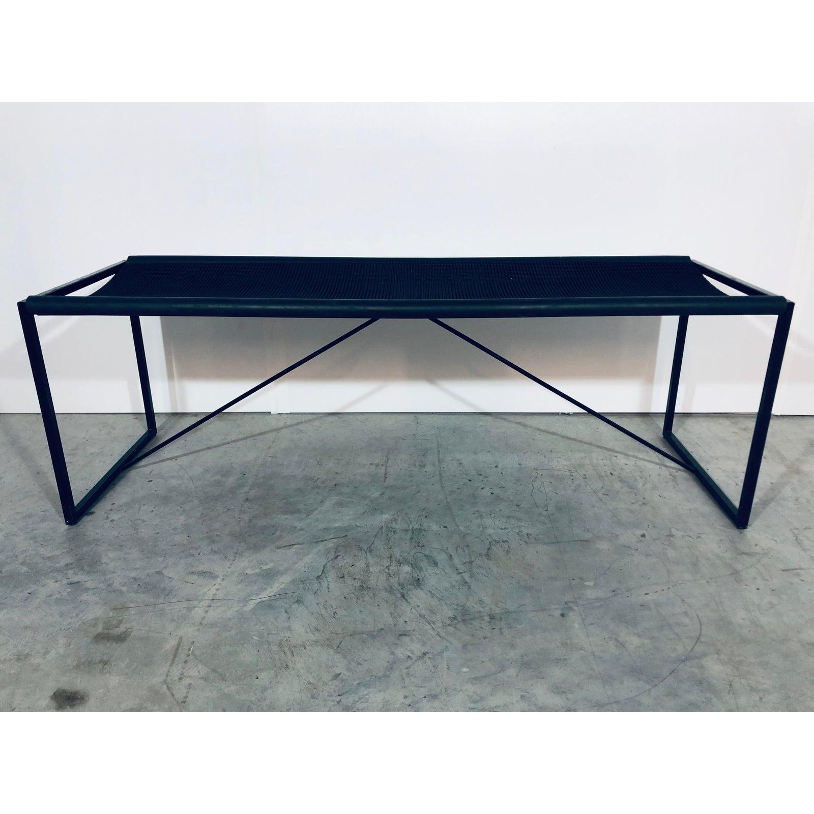 Modernist black lacquered steel and rubber bench by Maurizio Peregalli for Zeus, Italy, 1980s.
