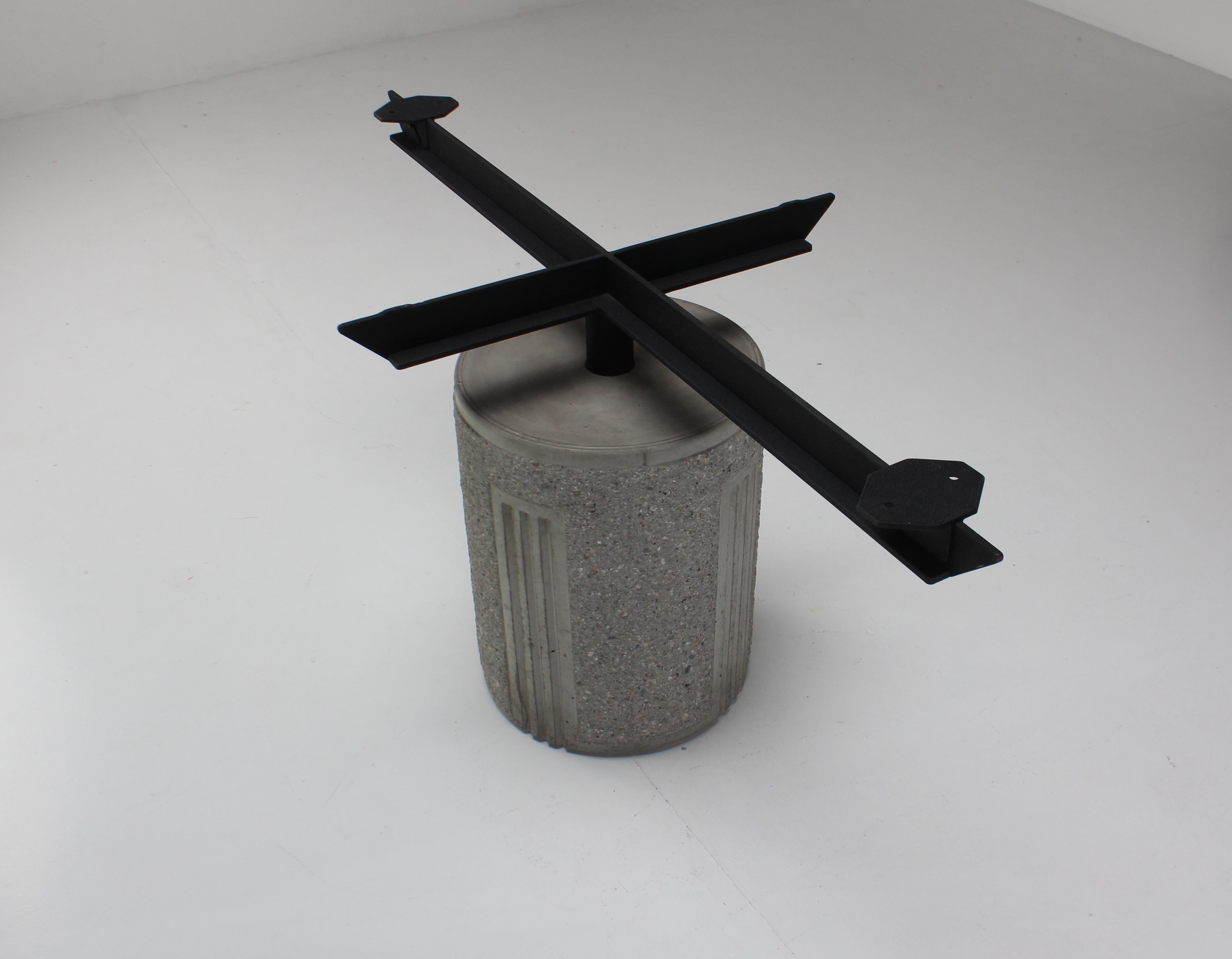 Late 20th Century Maurizio Salvato Oval table mod Brian with sculptural stone foot, Saporiti 1970s