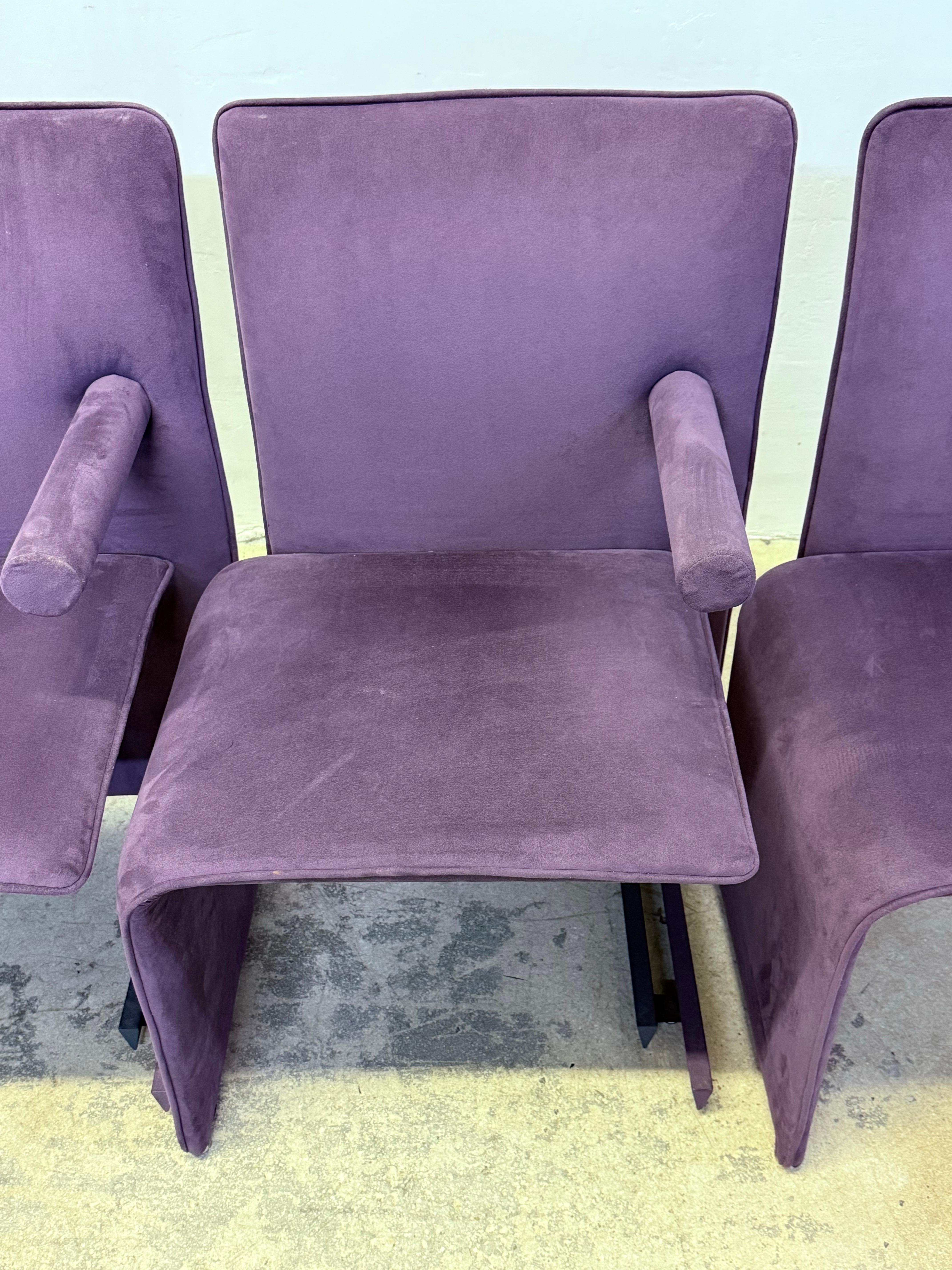 Métal Chaises pointues postmodernes Maurizio Salvato pour Saporiti Italia - Lot de quatre en vente
