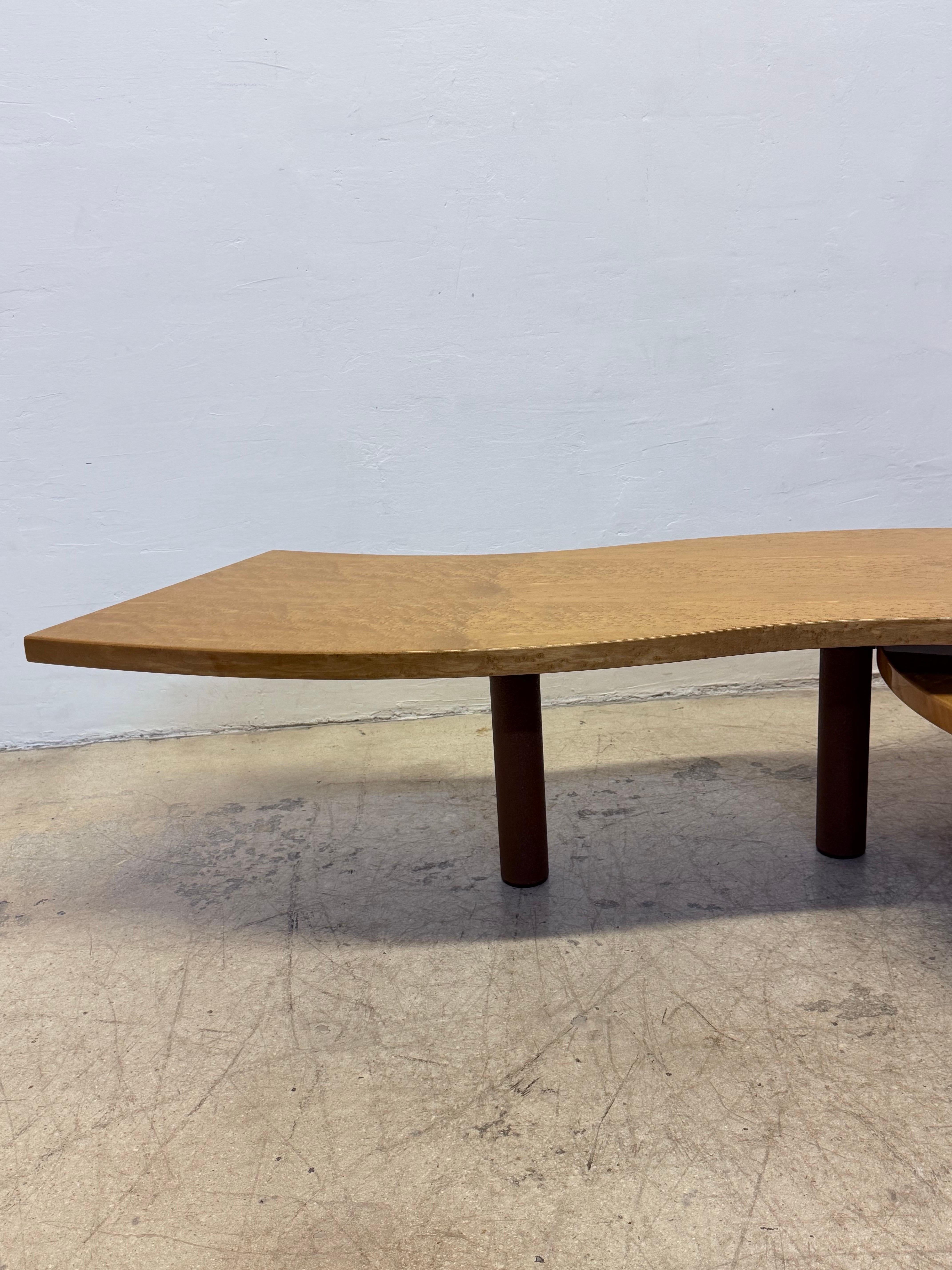 Mesa baja giratoria de madera de Burlwood de Maurizio Salvato para Saporiti Italia, años 80 en venta 3