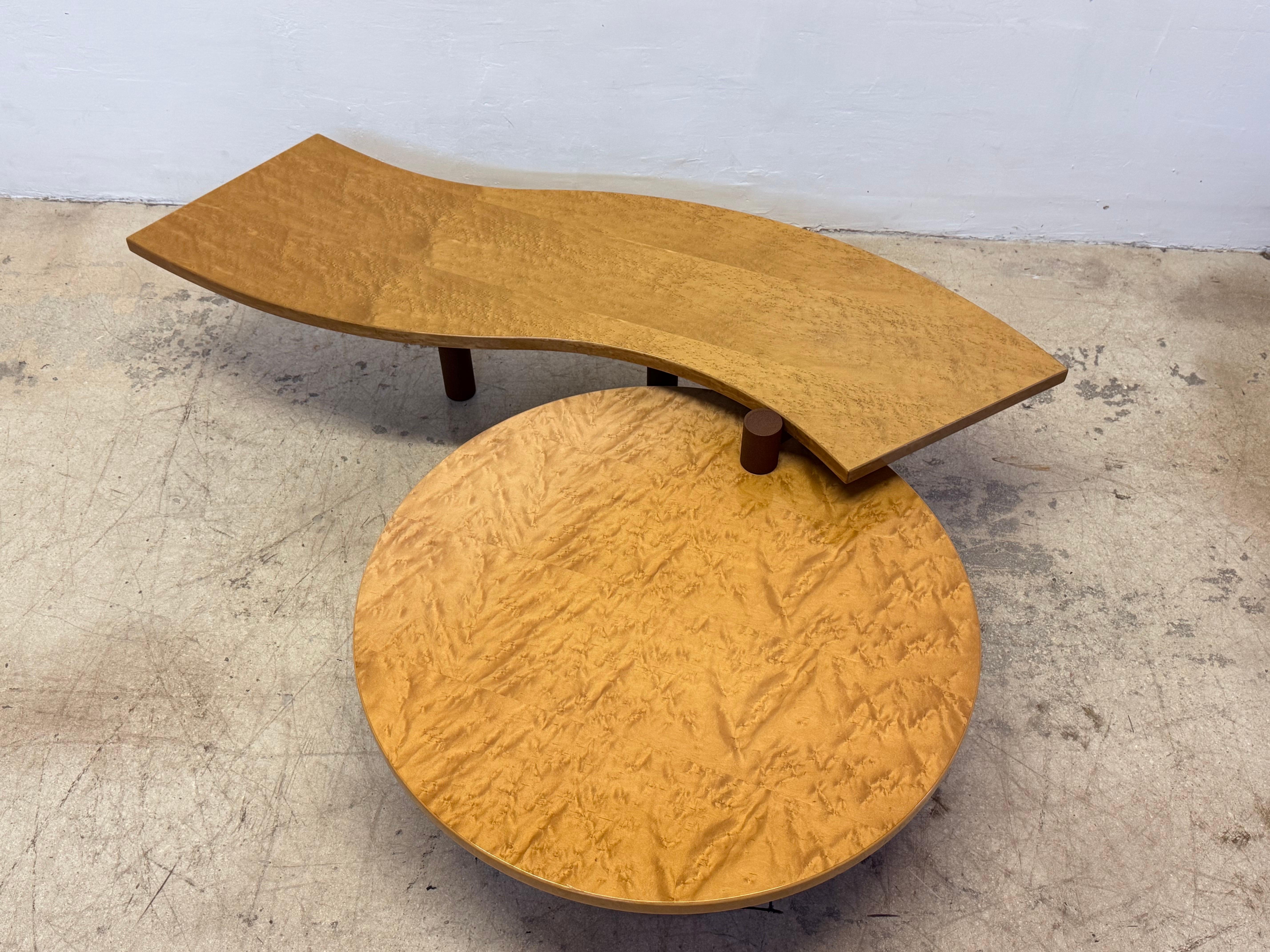 Mesa baja giratoria de madera de Burlwood de Maurizio Salvato para Saporiti Italia, años 80 en venta 5