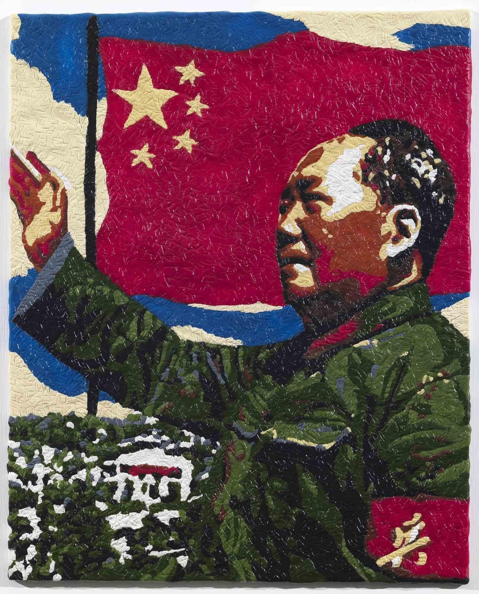 Mao ist ein originelles zeitgenössisches Kunstwerk des italienischen Künstlers Maurizio Savini (geb. 1962 in Rom) aus dem Jahr 2014. 

Original Encaustic von Kaugummi auf Karton. 

Handsigniert vom Künstler auf der Rückseite der Leinwand. 

Das