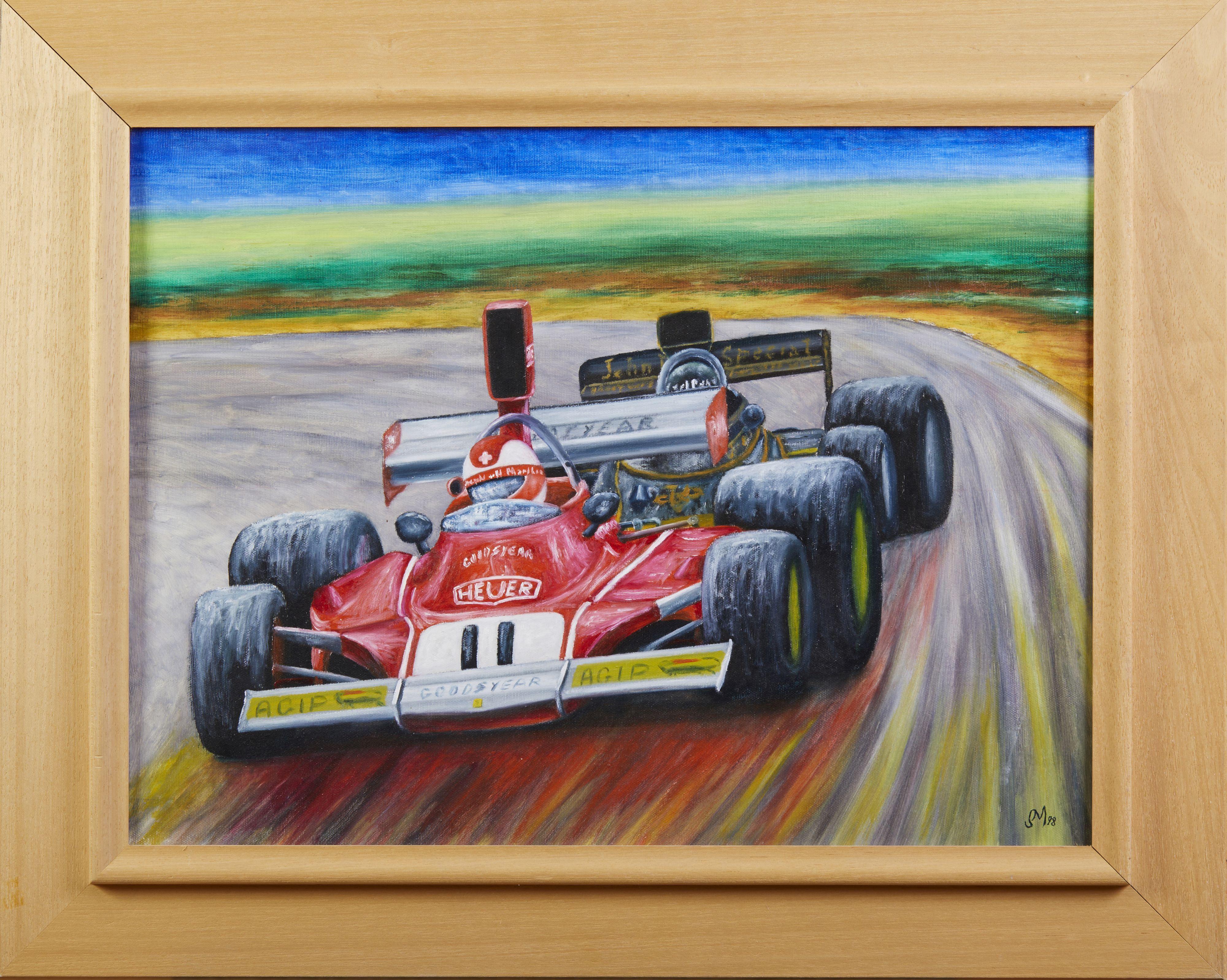 Siglo XIX Maurizio Scarpari Grand Prix Racing Cars Óleo sobre lienzo en venta 1