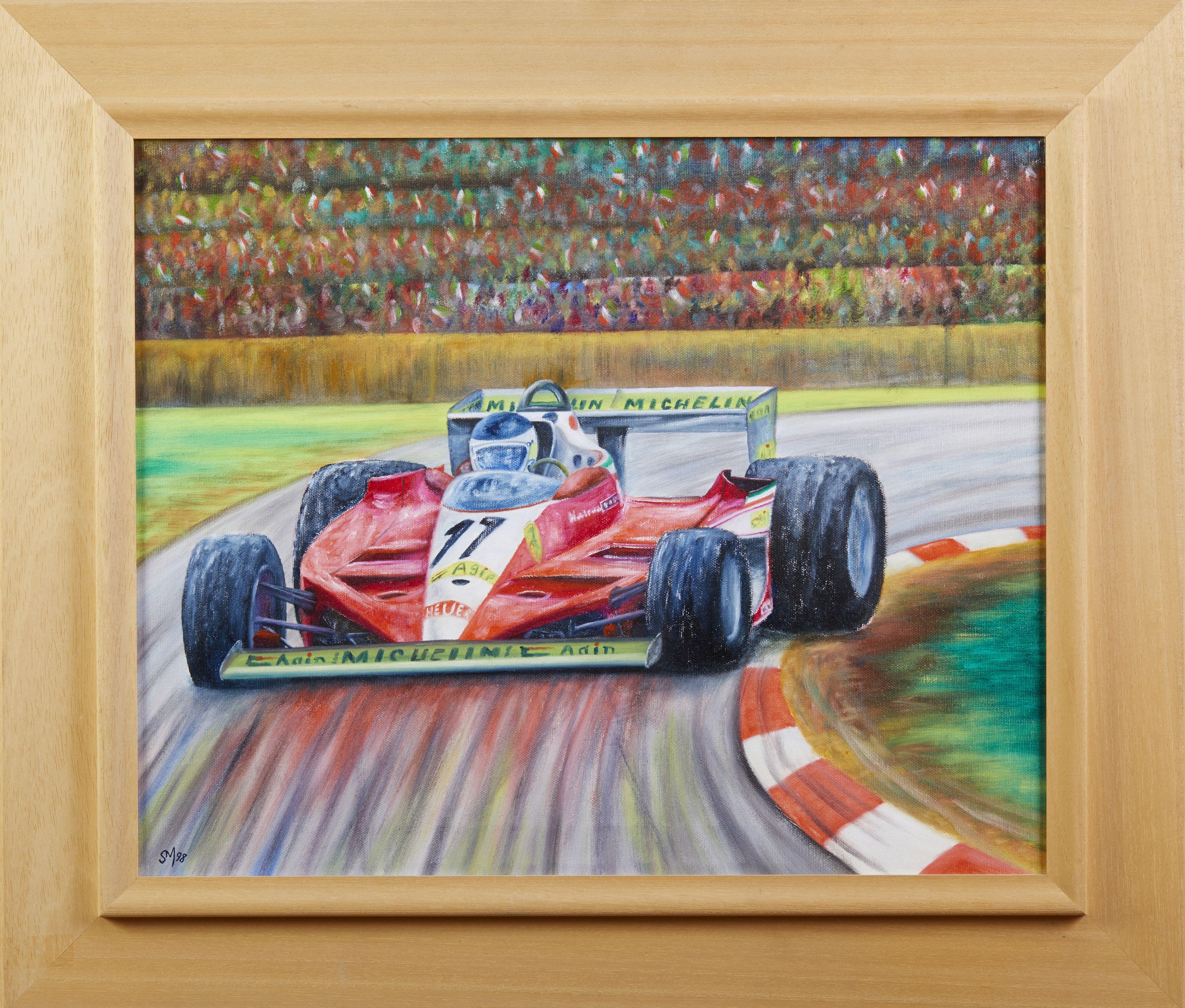 19. Jahrhundert Maurizio Scarpari Grand Prix Rennwagen Öl auf Leinwand im Angebot 1