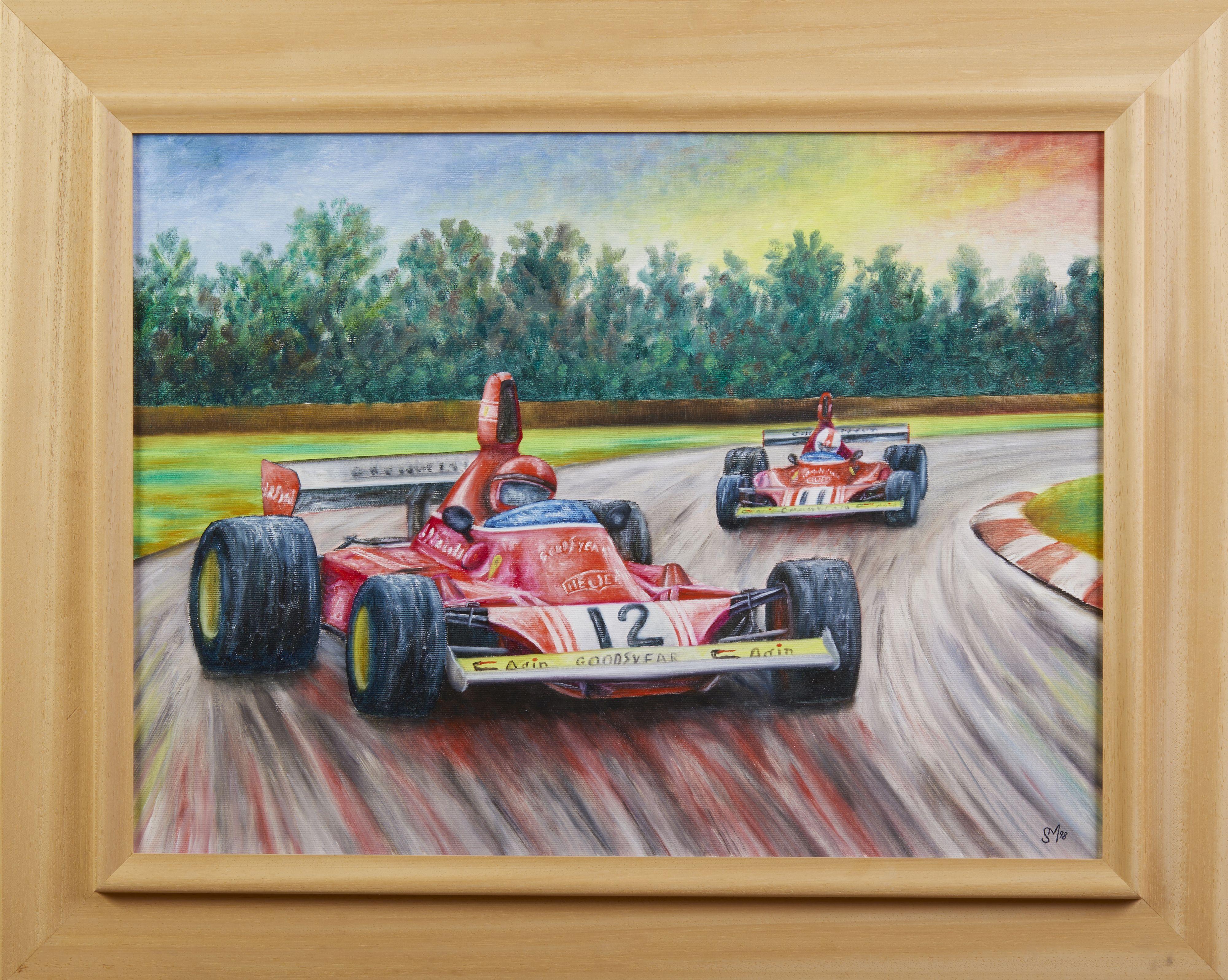 XIX Century Maurizio Scarpari Gran Prix Racing Cars Oil on Canvas in vendita 2