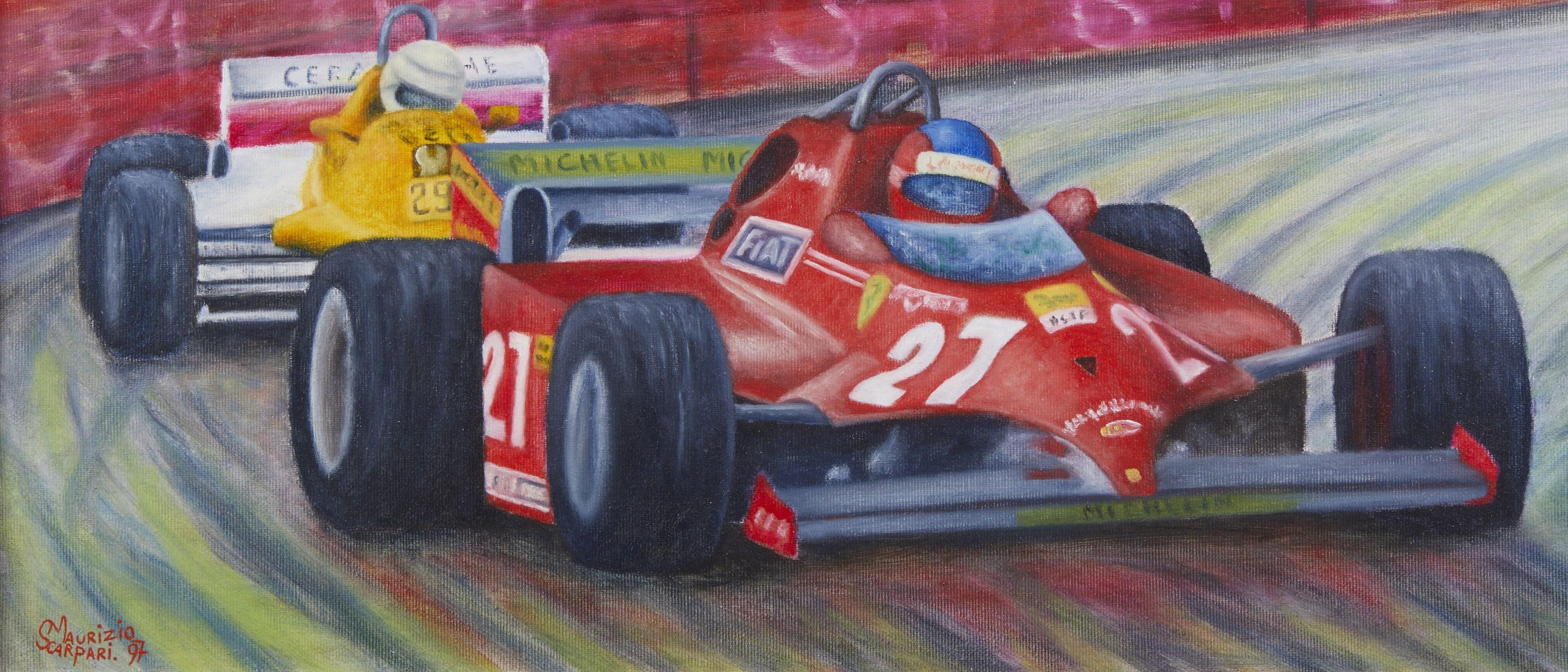19. Jahrhundert Maurizio Scarpari Grand Prix Rennwagen Öl auf Leinwand im Angebot 3