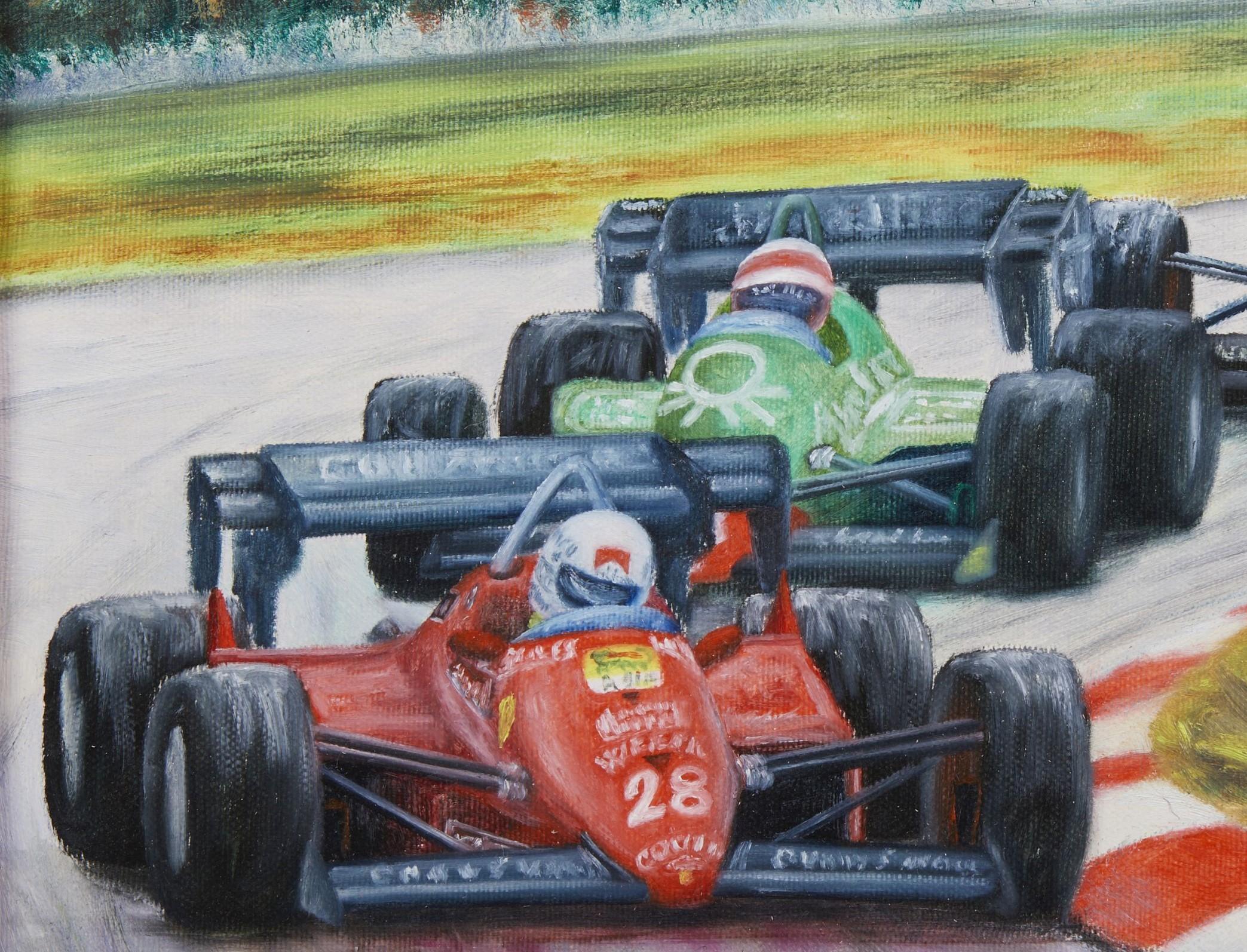 19th Century Maurizio Scarpari Grand Prix Racing Cars Oil on Canvas For Sale 3