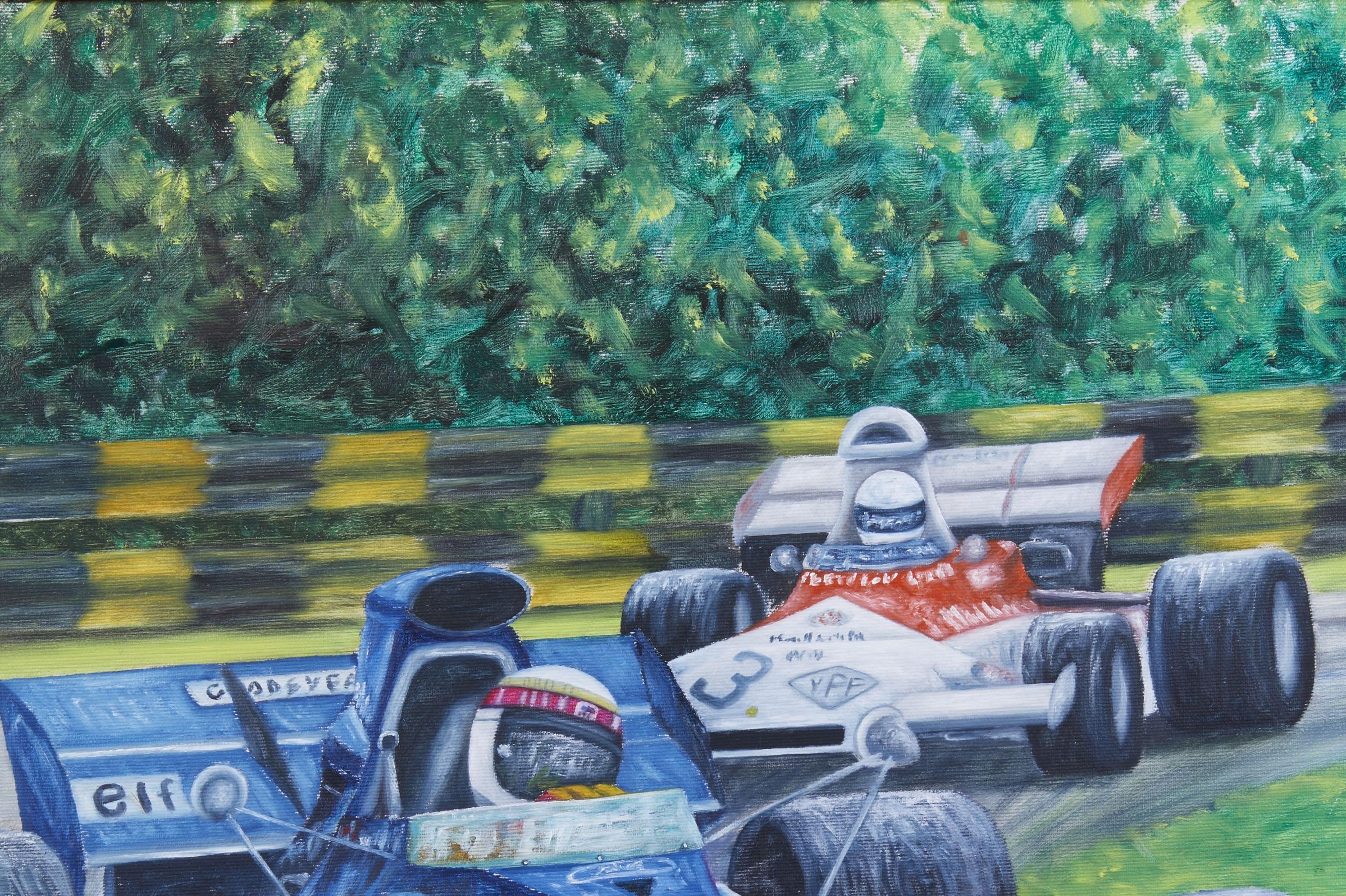 19. Jahrhundert Maurizio Scarpari Grand Prix Rennwagen Öl auf Leinwand im Angebot 3