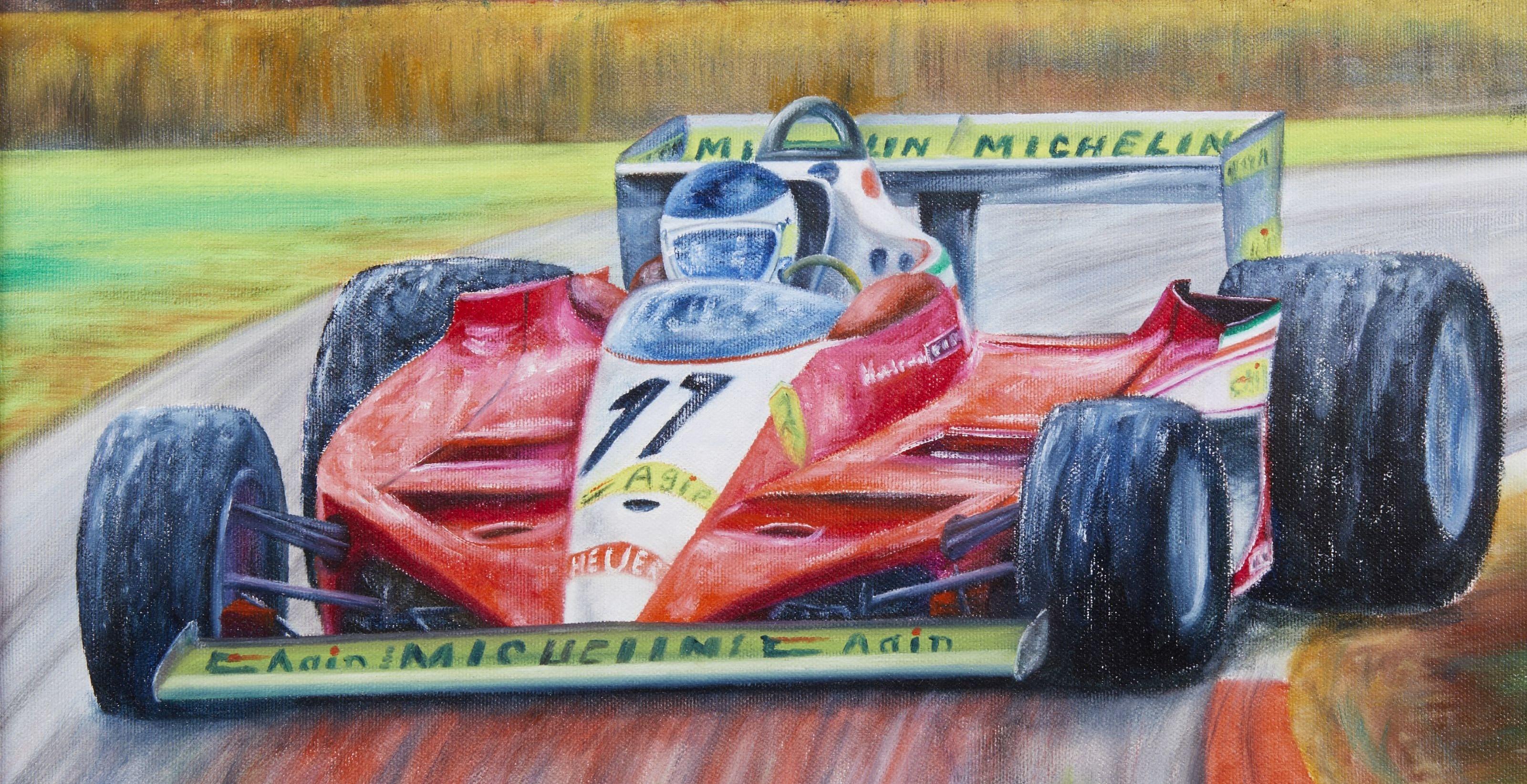 19. Jahrhundert Maurizio Scarpari Grand Prix Rennwagen Öl auf Leinwand im Angebot 4