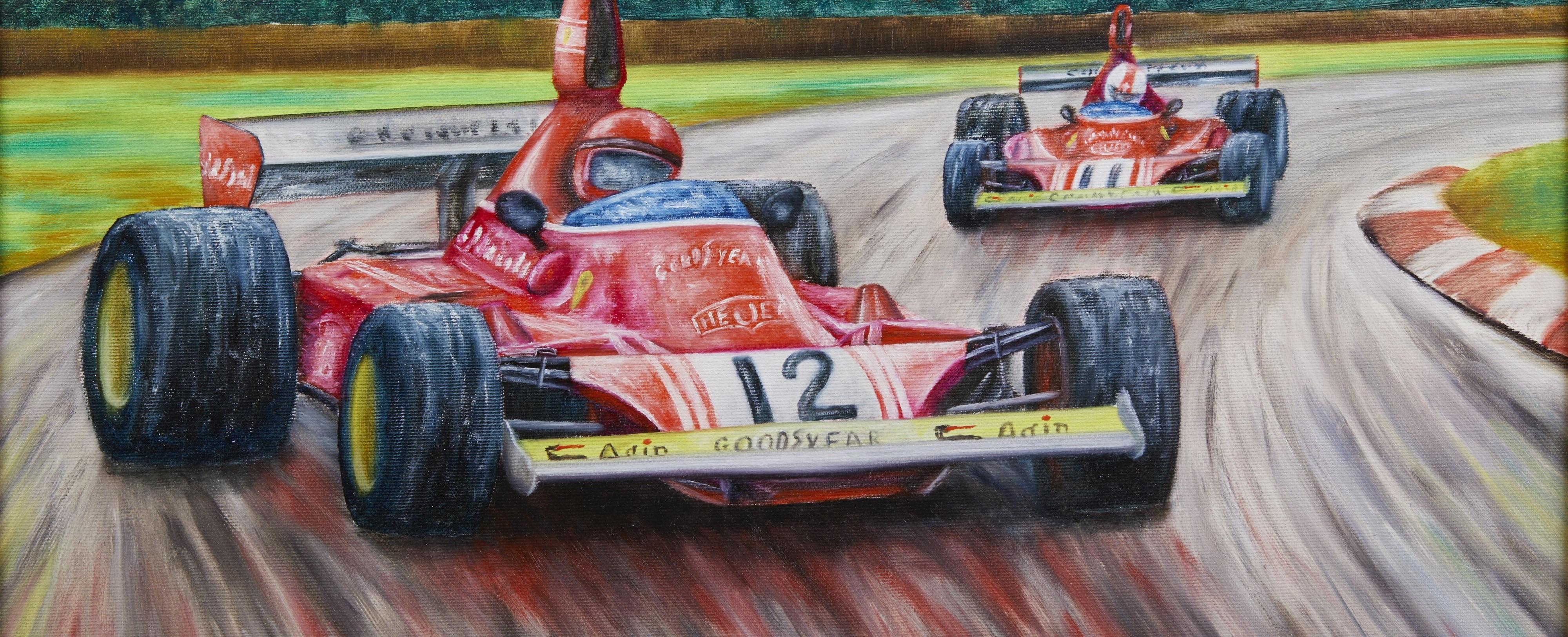 XIX Century Maurizio Scarpari Gran Prix Racing Cars Oil on Canvas in vendita 4