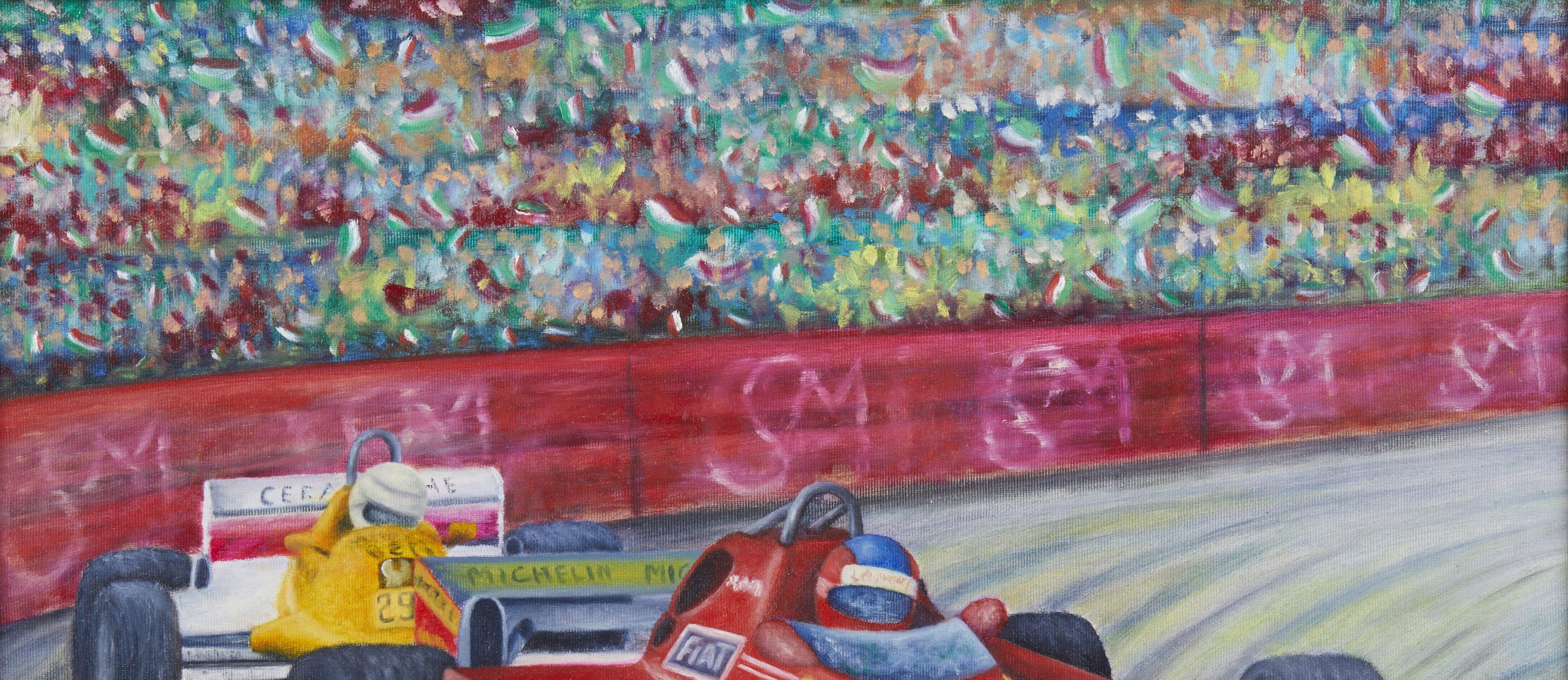 19. Jahrhundert Maurizio Scarpari Grand Prix Rennwagen Öl auf Leinwand im Angebot 4
