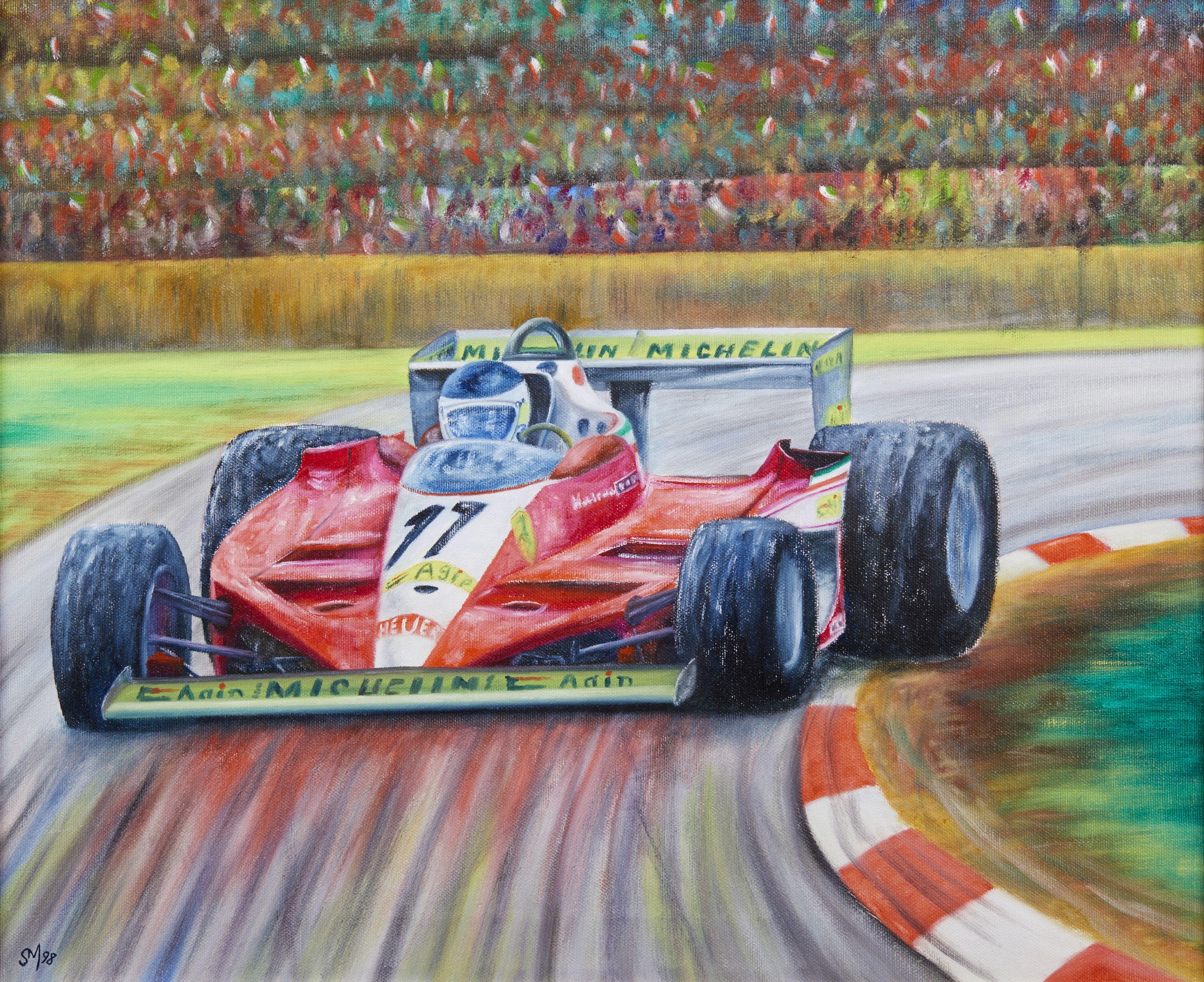 XIX Century Maurizio Scarpari Gran Prix Racing Cars Oil on Canvas