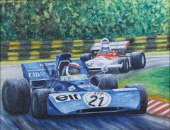 19th Century Maurizio Scarpari Grand Prix Racing Cars Oil on Canvas
