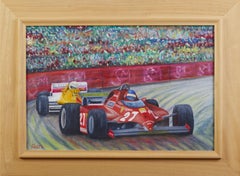 19th Century Maurizio Scarpari Grand Prix Racing Cars Oil on Canvas