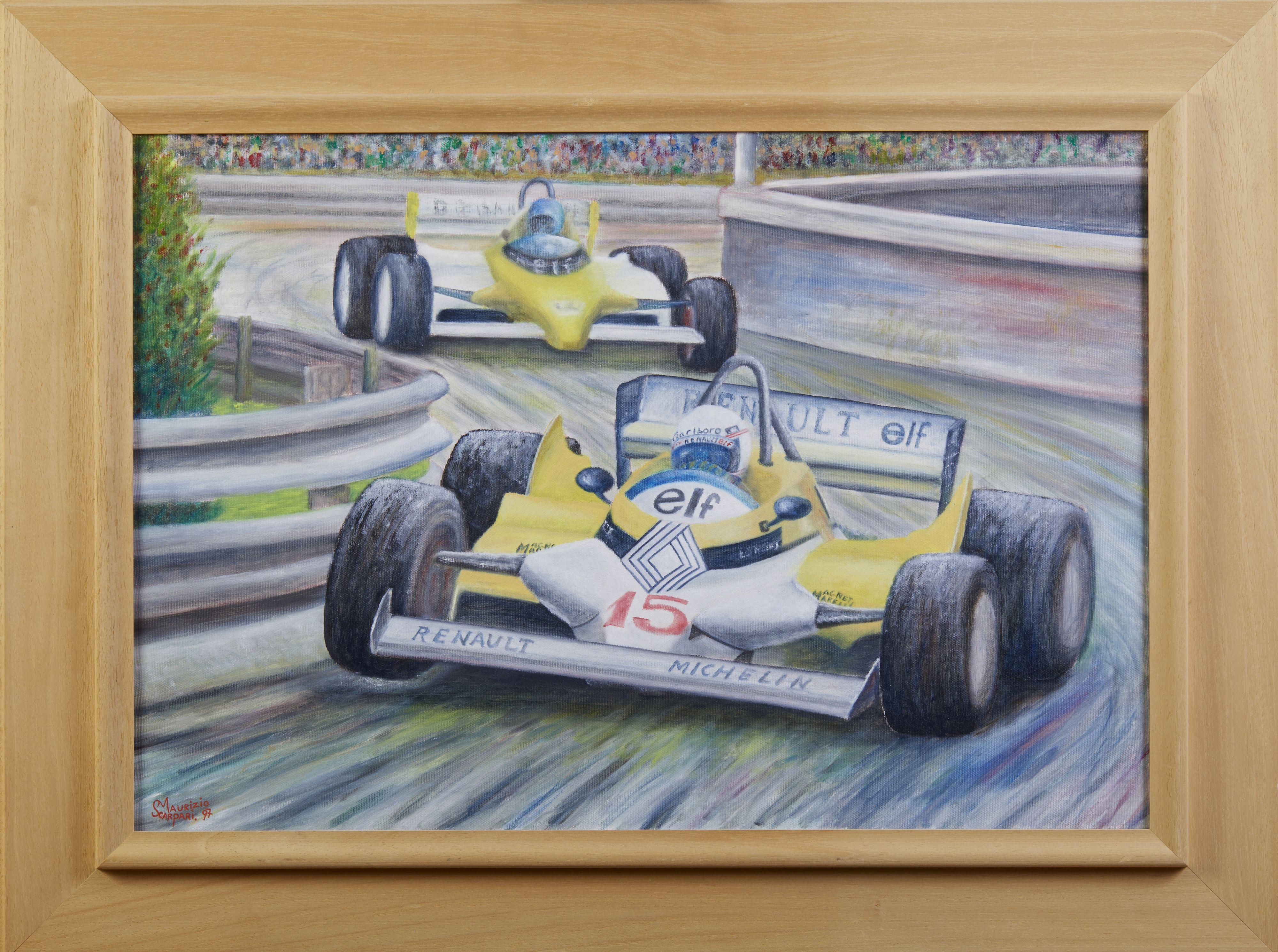 XX Century F1 Grand Prix Maurizio Scarpari Racing Cars Benetton Oil on Canvas For Sale 5