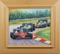 XX Century F1 Grand Prix Maurizio Scarpari Racing Cars  Oil on Canvas White