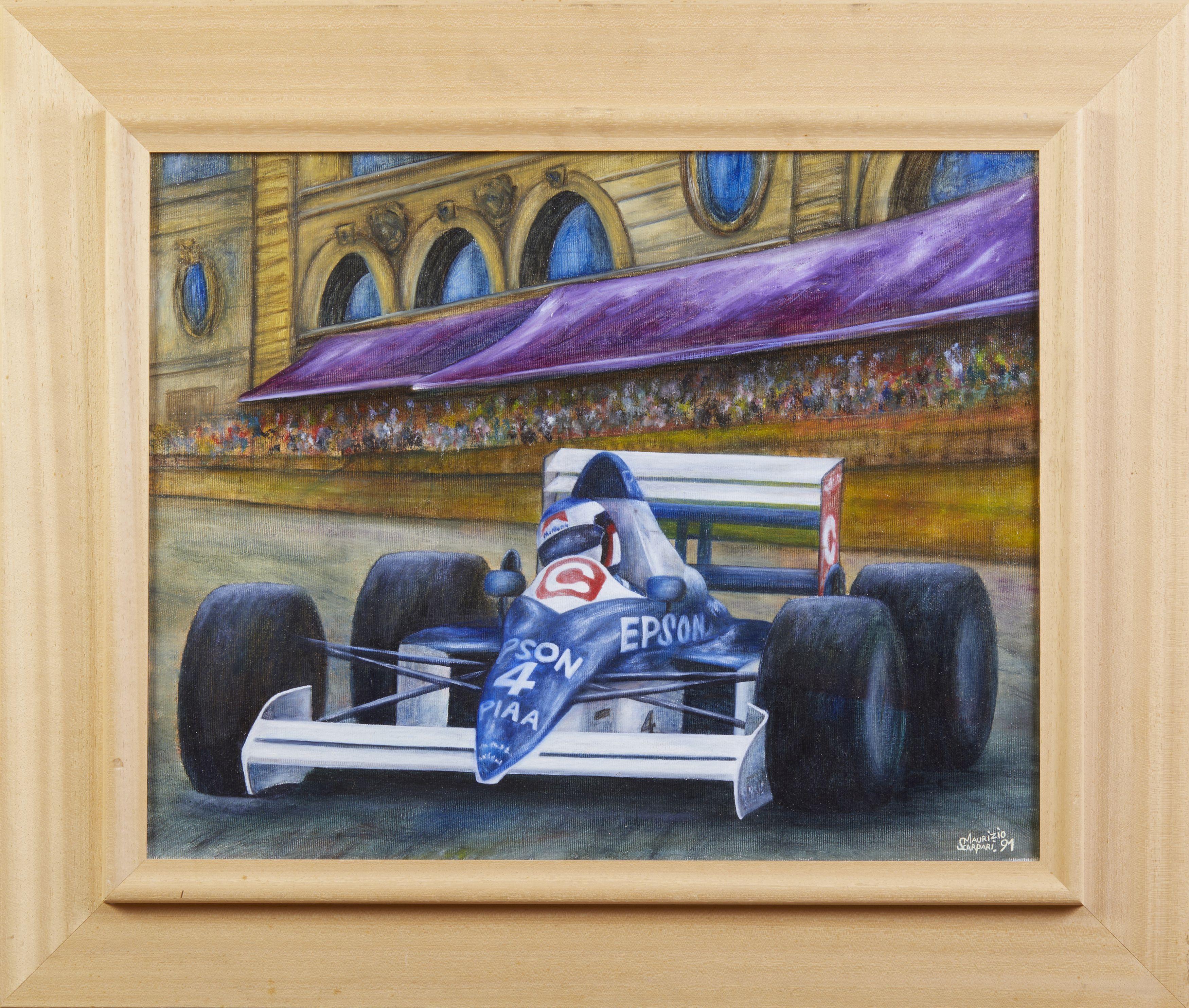 20. Jahrhundert F1 Grand Prix Maurizio Scarpari Rennwagen Williams Öl auf Leinwand im Angebot 1