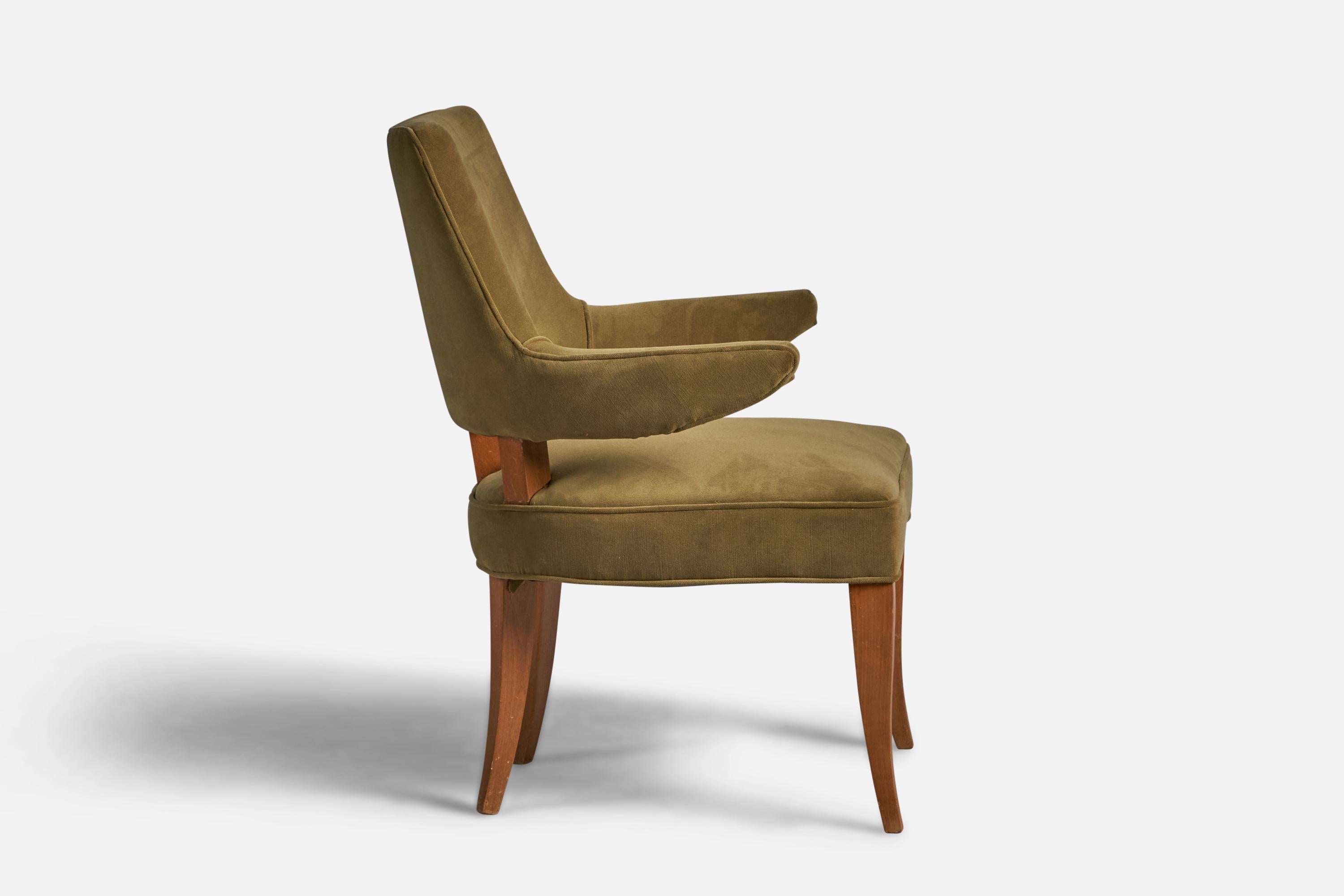 Mid-Century Modern Maurizio Tempestini, Armchair, Wood, Velvet, Italy, 1940s For Sale