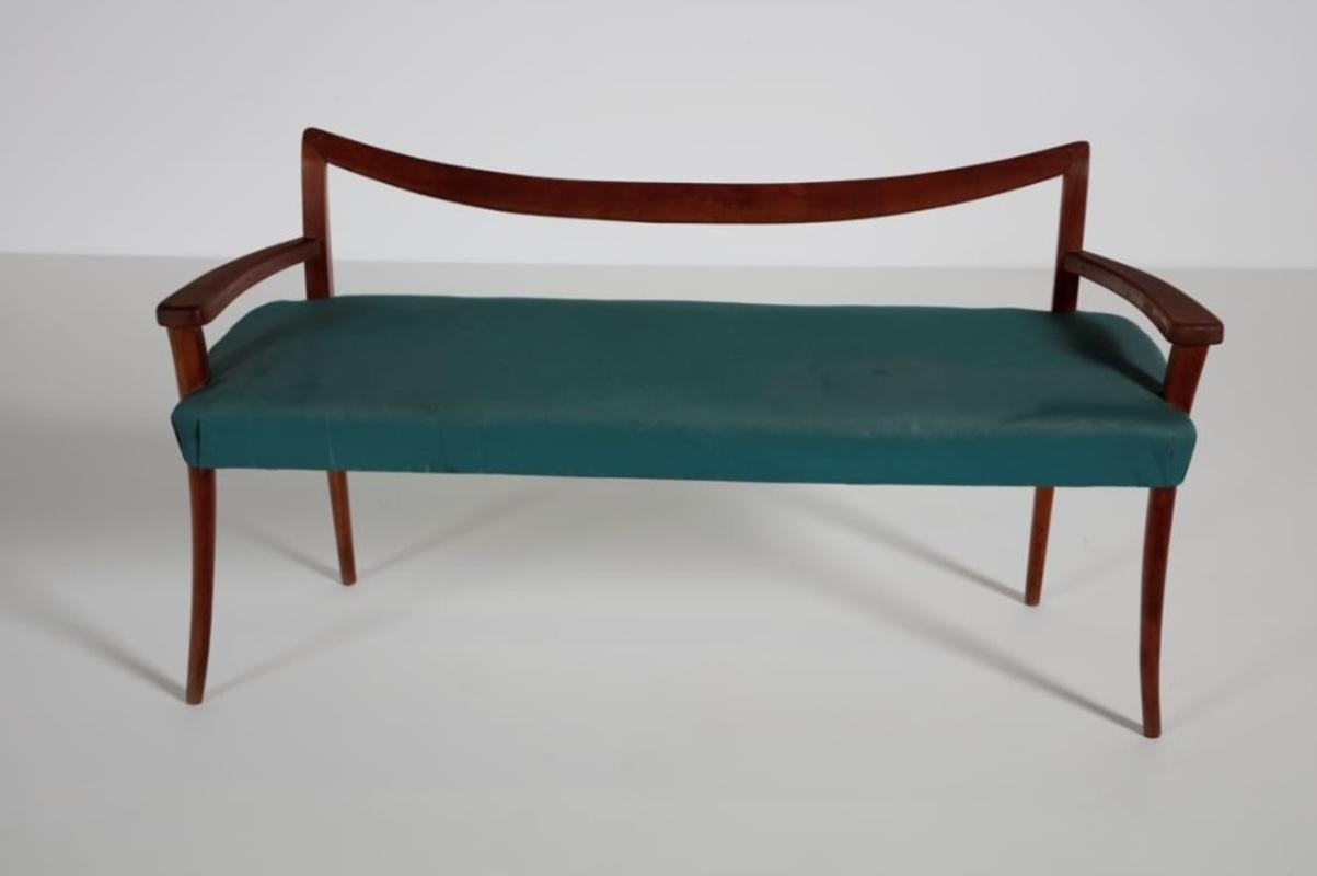 Mid-Century Modern Maurizio Tempestini Bench in Cherry Wood Italian Manufacture, 1950s