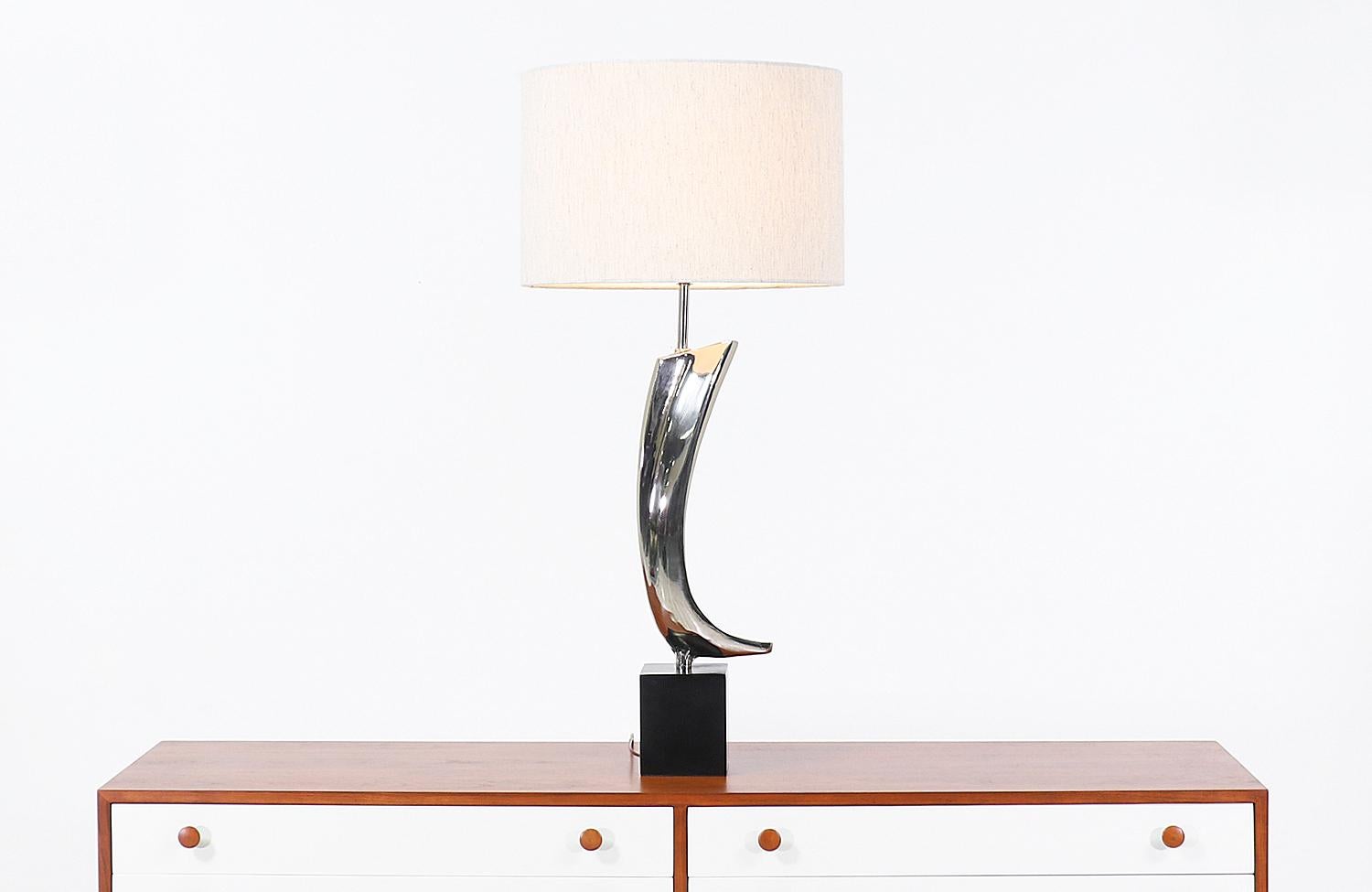 Mid-Century Modern Lampe de bureau chromée Richard Barr et Harold Weiss pour Laurel Lamp Co. en vente
