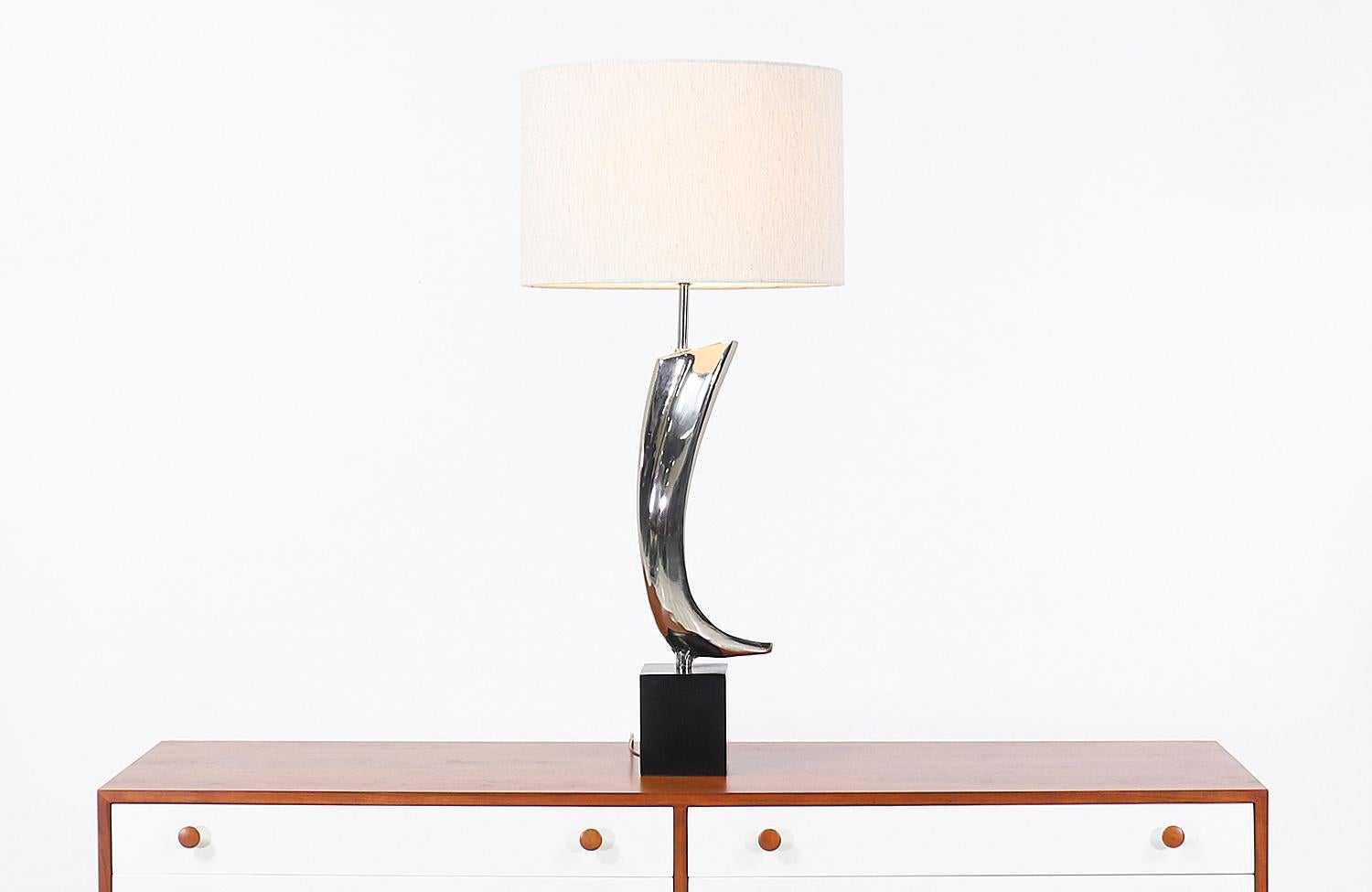 Richard Barr y Harold Weiss Lámpara de mesa cromada para Laurel Lamp Co. Moderno de mediados de siglo en venta
