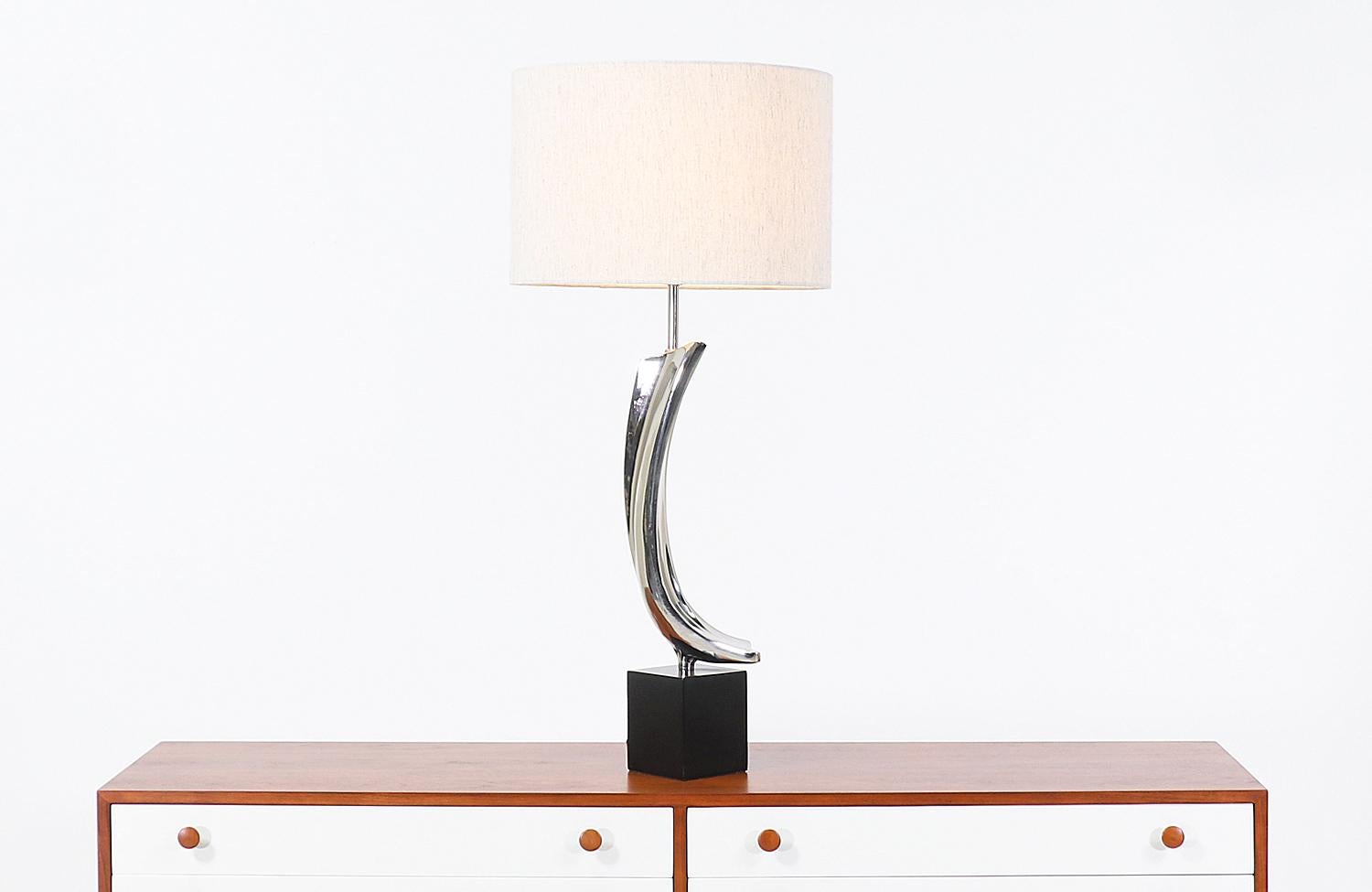 Américain Lampe de bureau chromée Richard Barr et Harold Weiss pour Laurel Lamp Co. en vente