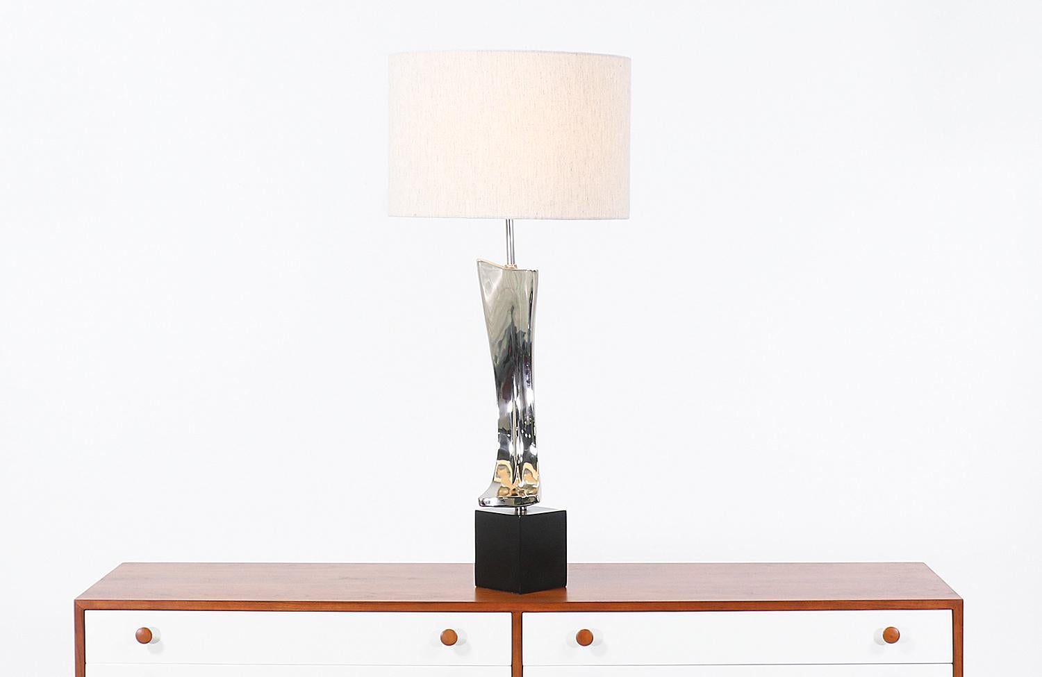 Milieu du XXe siècle Lampe de bureau chromée Richard Barr et Harold Weiss pour Laurel Lamp Co. en vente