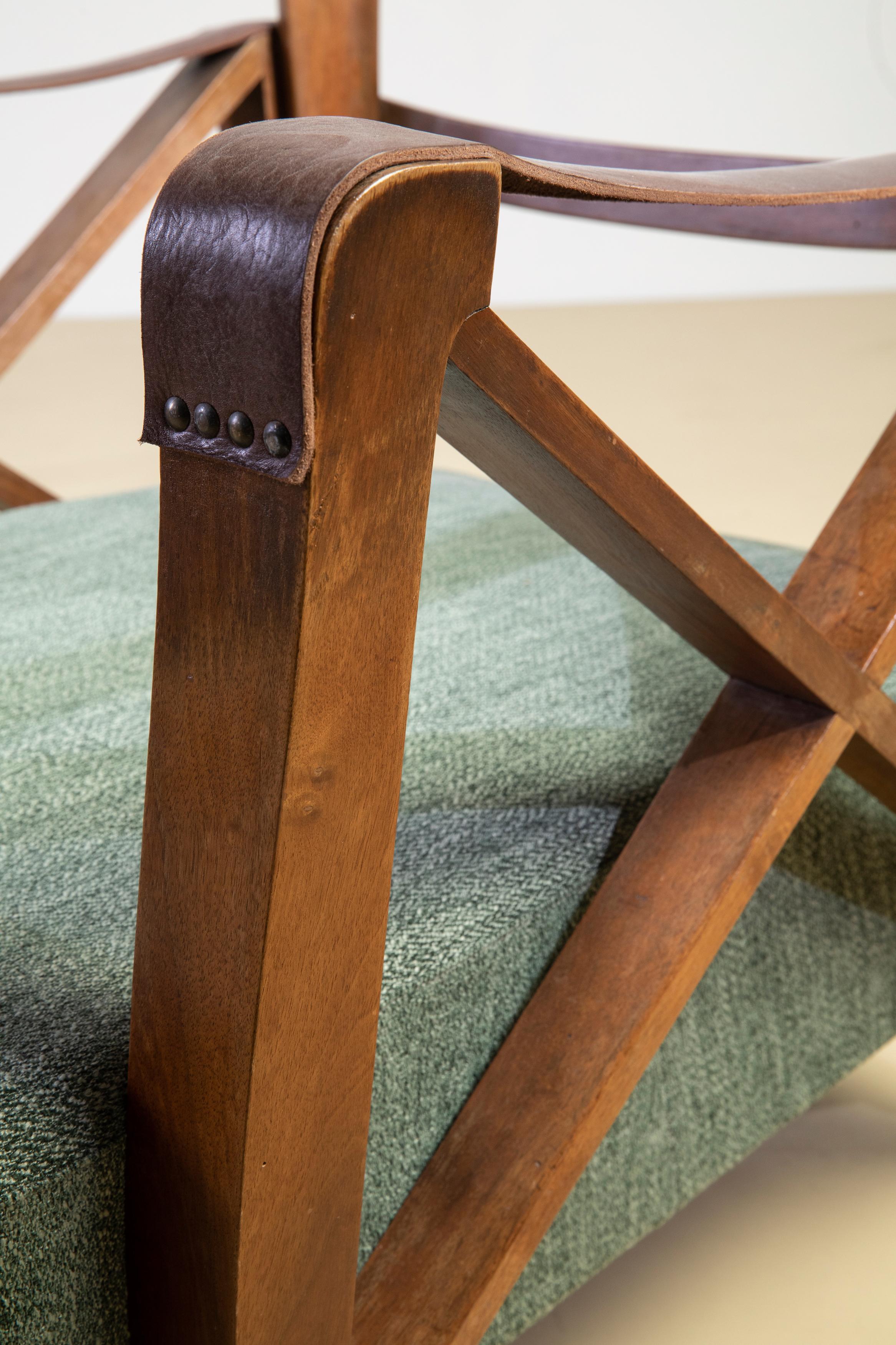 Mid-Century moderno Maurizio Tempestini, coppia di poltrone con braccioli in cuoio, 1947 in vendita